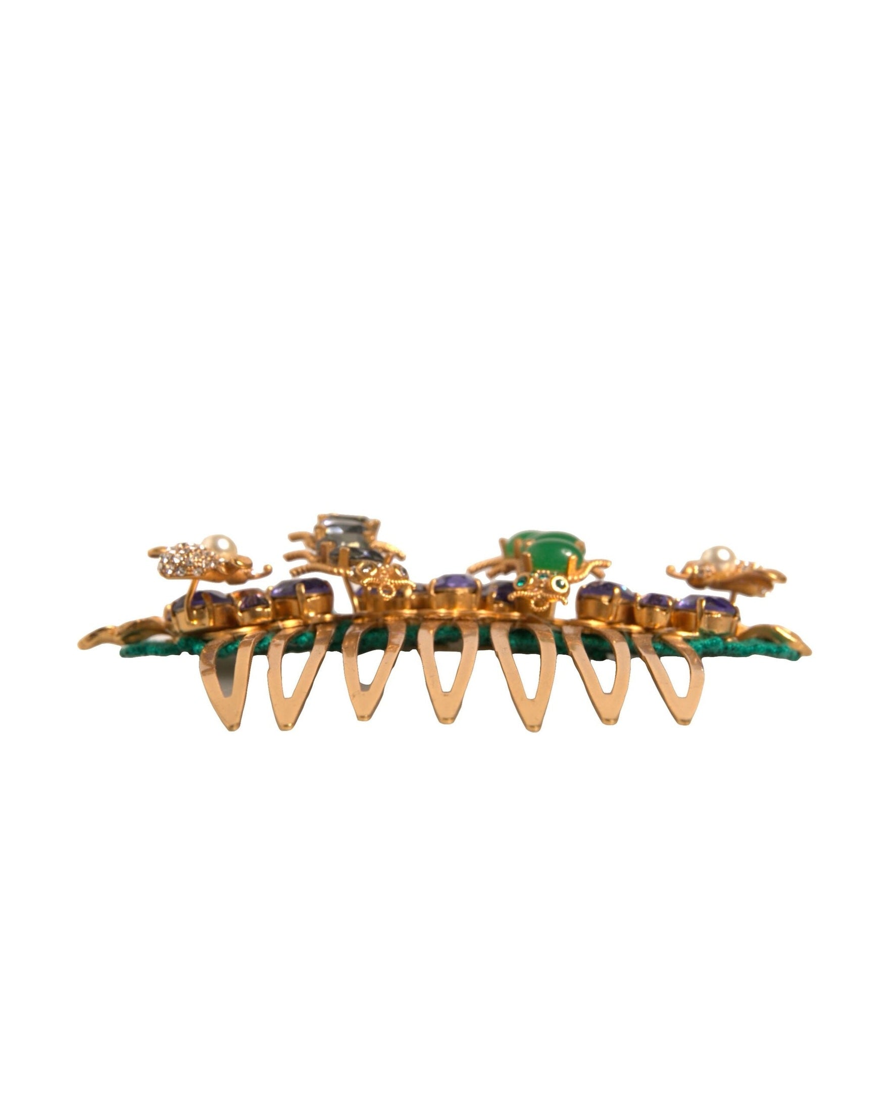 Dolce & Gabbana Gold Brass Crystals Hair Stick Comb Glam Steals