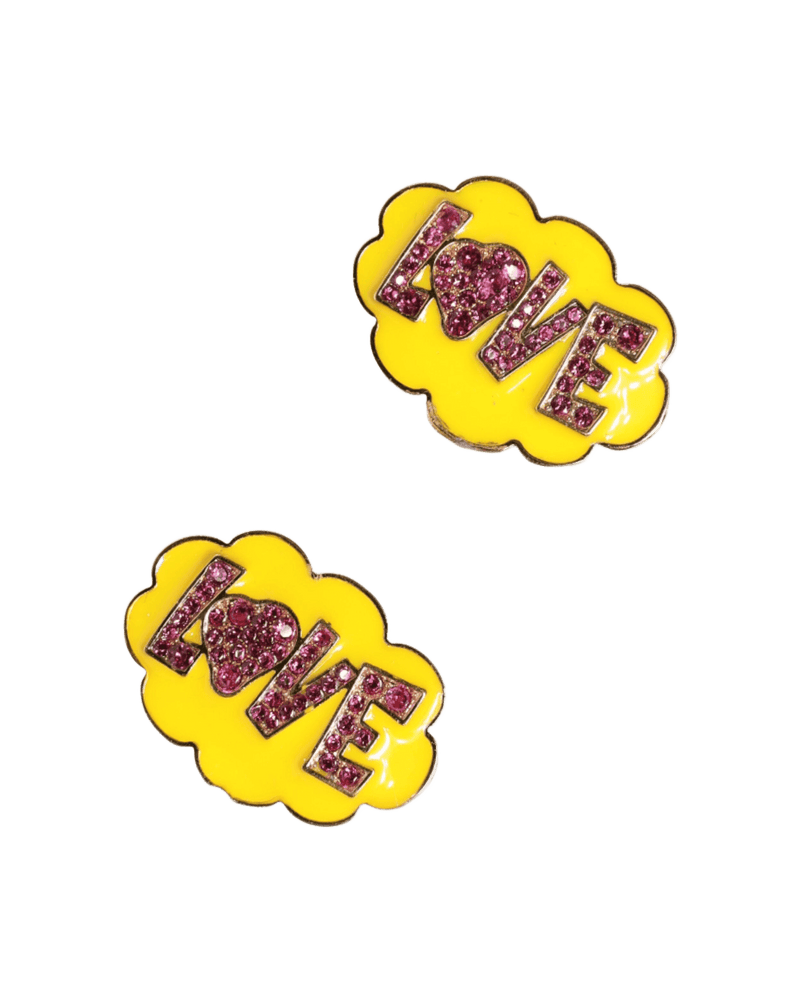 Dolce & Gabbana Gold Brass Love Cartoon Crystal Clip On Jewelry Earrings Glam Steals