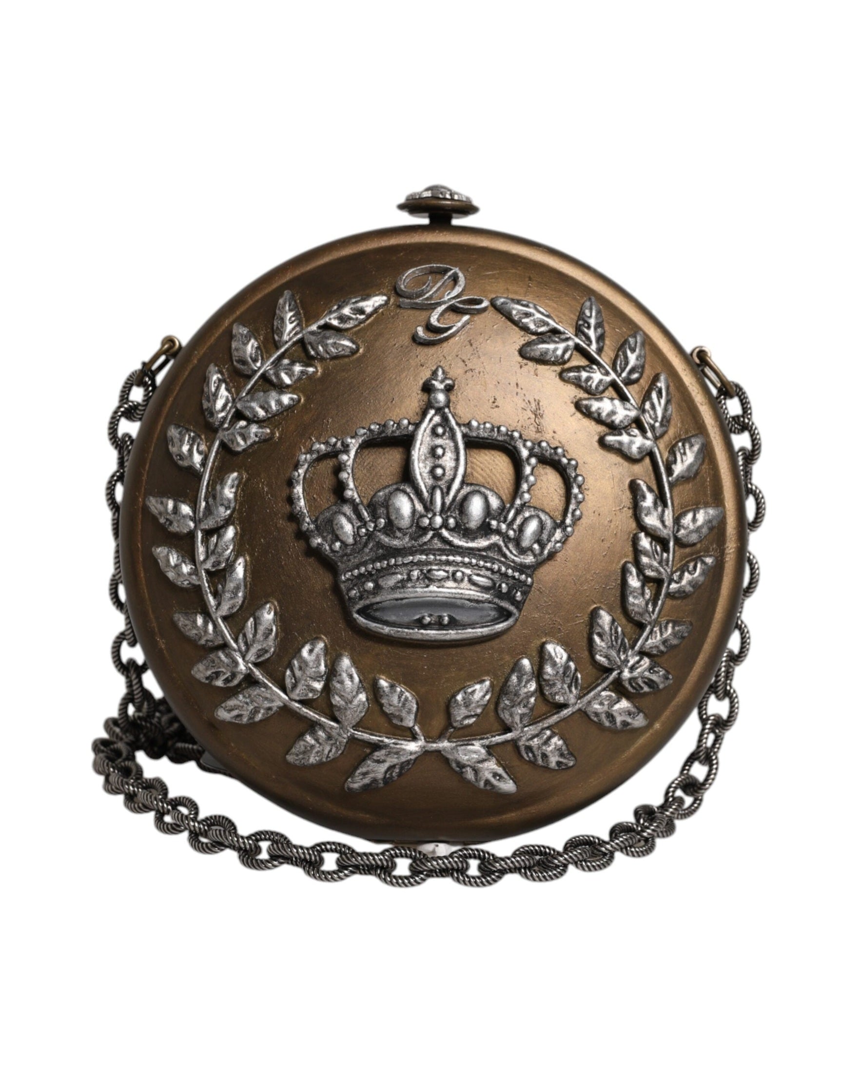 Dolce & Gabbana Gold Brass Metal Dg Crown Clutch Crossbody Bag Glam Steals