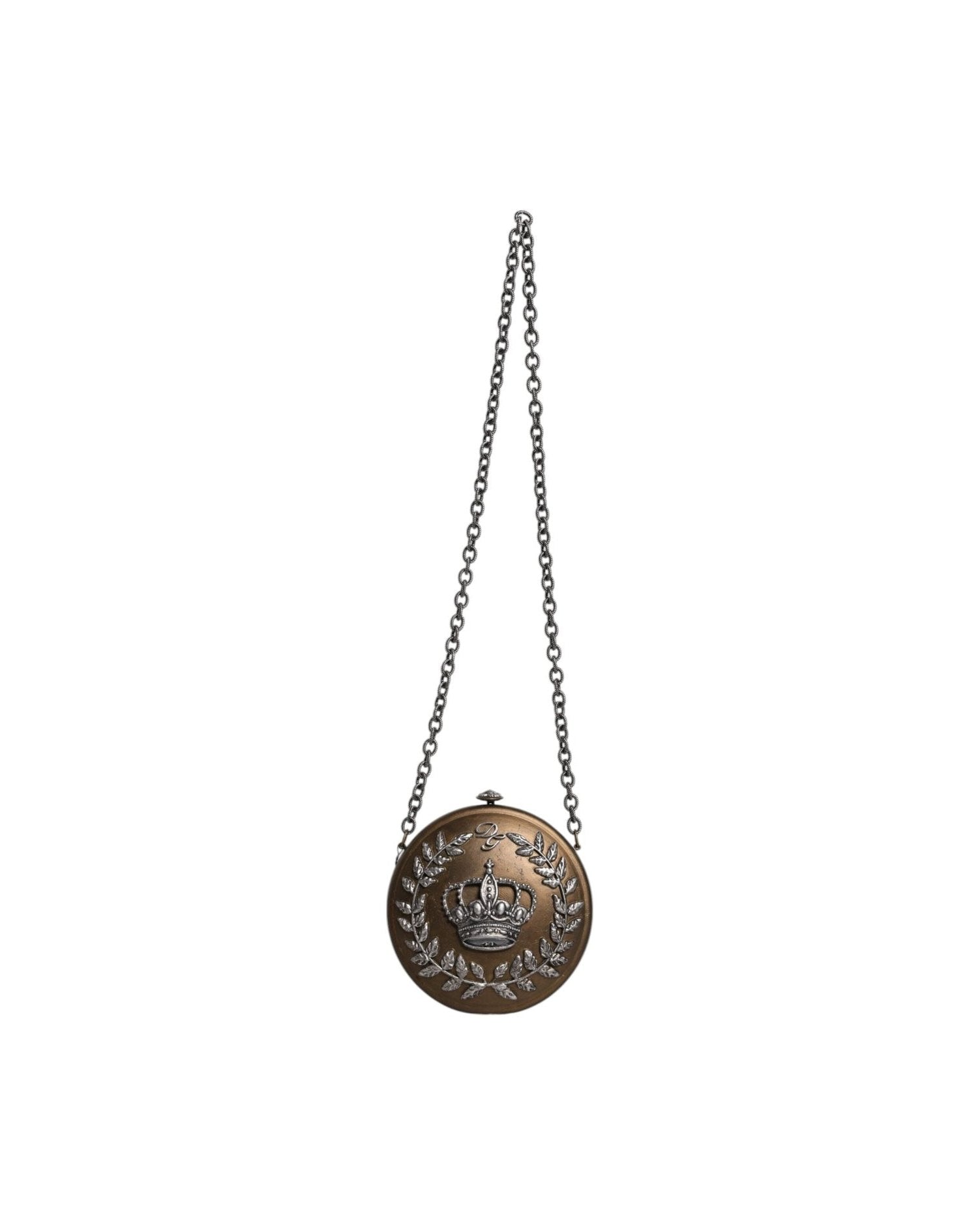 Dolce & Gabbana Gold Brass Metal Dg Crown Clutch Crossbody Bag Glam Steals