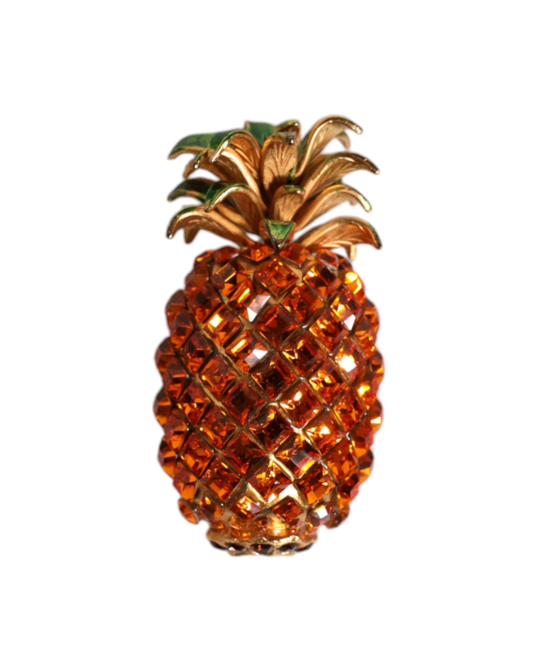 Dolce & Gabbana Gold Brass Pineapple Crystal Jewelry Brooch Pin Glam Steals