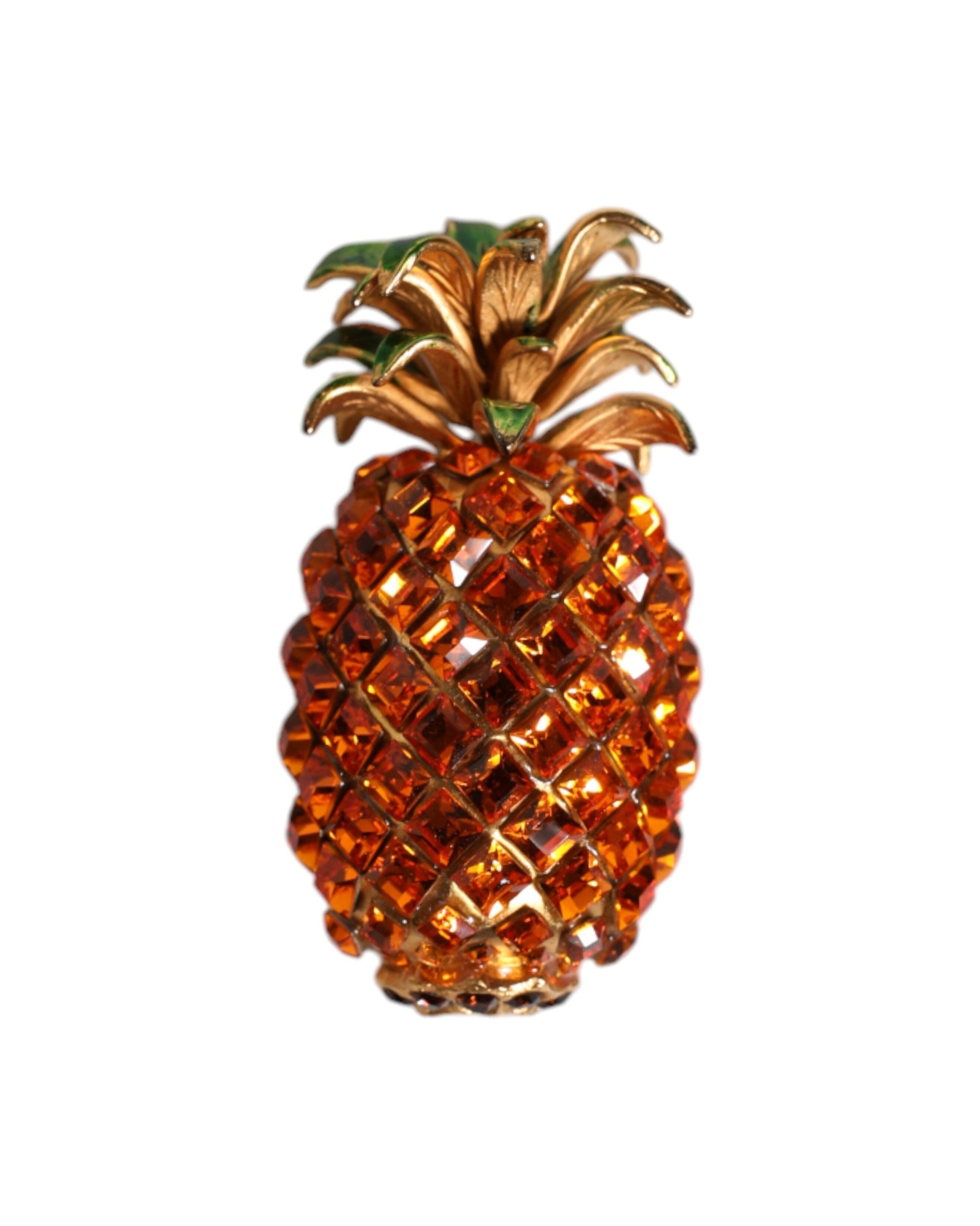 Dolce & Gabbana Gold Brass Pineapple Crystal Jewelry Brooch Pin Glam Steals