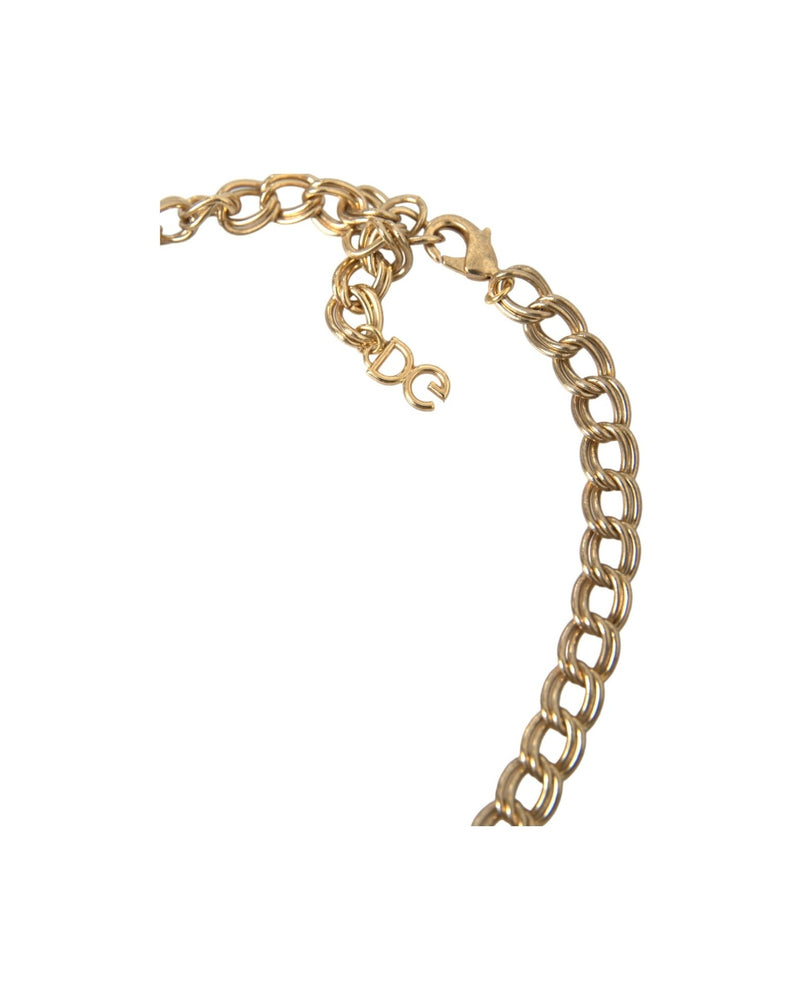 Dolce & Gabbana Chain Rose Cross Strawberry Star Pendant Gold Necklace Glam Steals