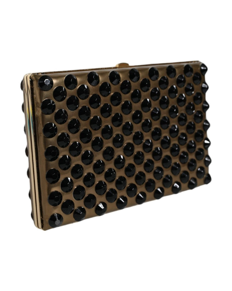 Dolce & Gabbana Crystal Bifold Clutch Evening Party Women Purse Gold Bag Glam Steals