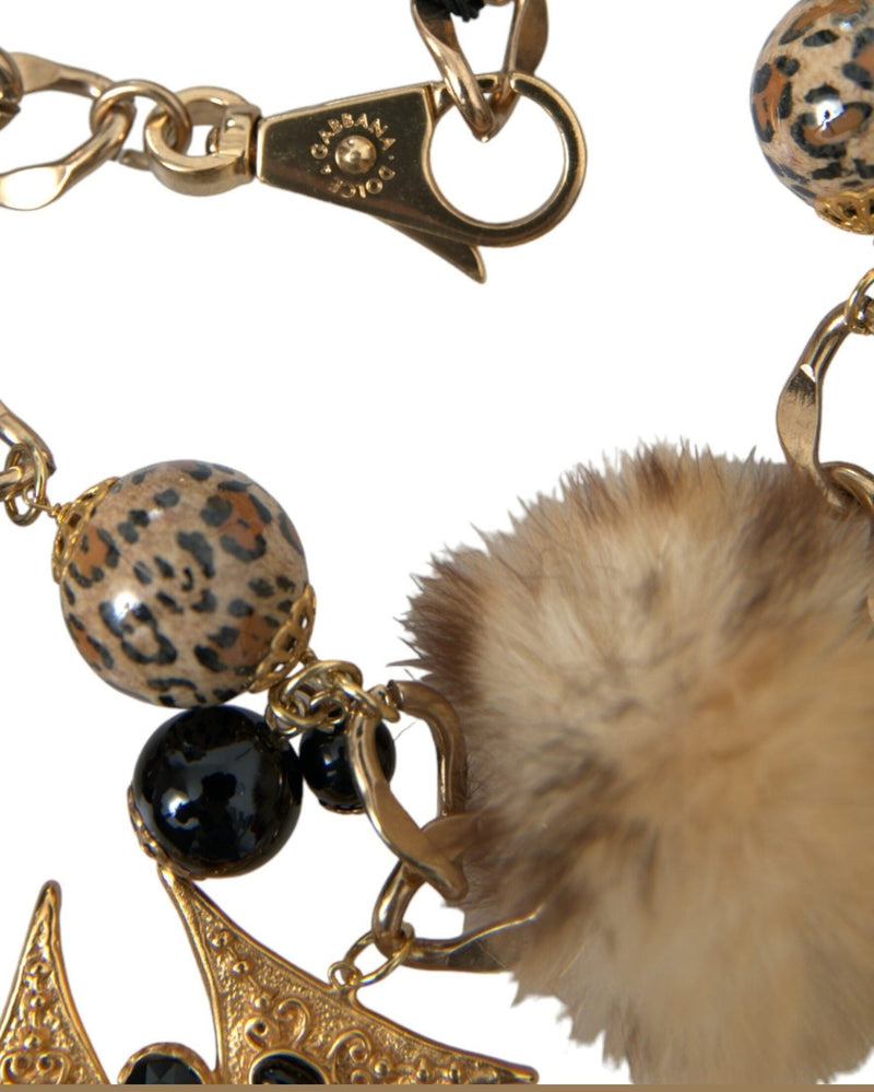 Dolce & Gabbana Crystals Lapin Fur Filigree Chocker Gold Black Necklace Glam Steals