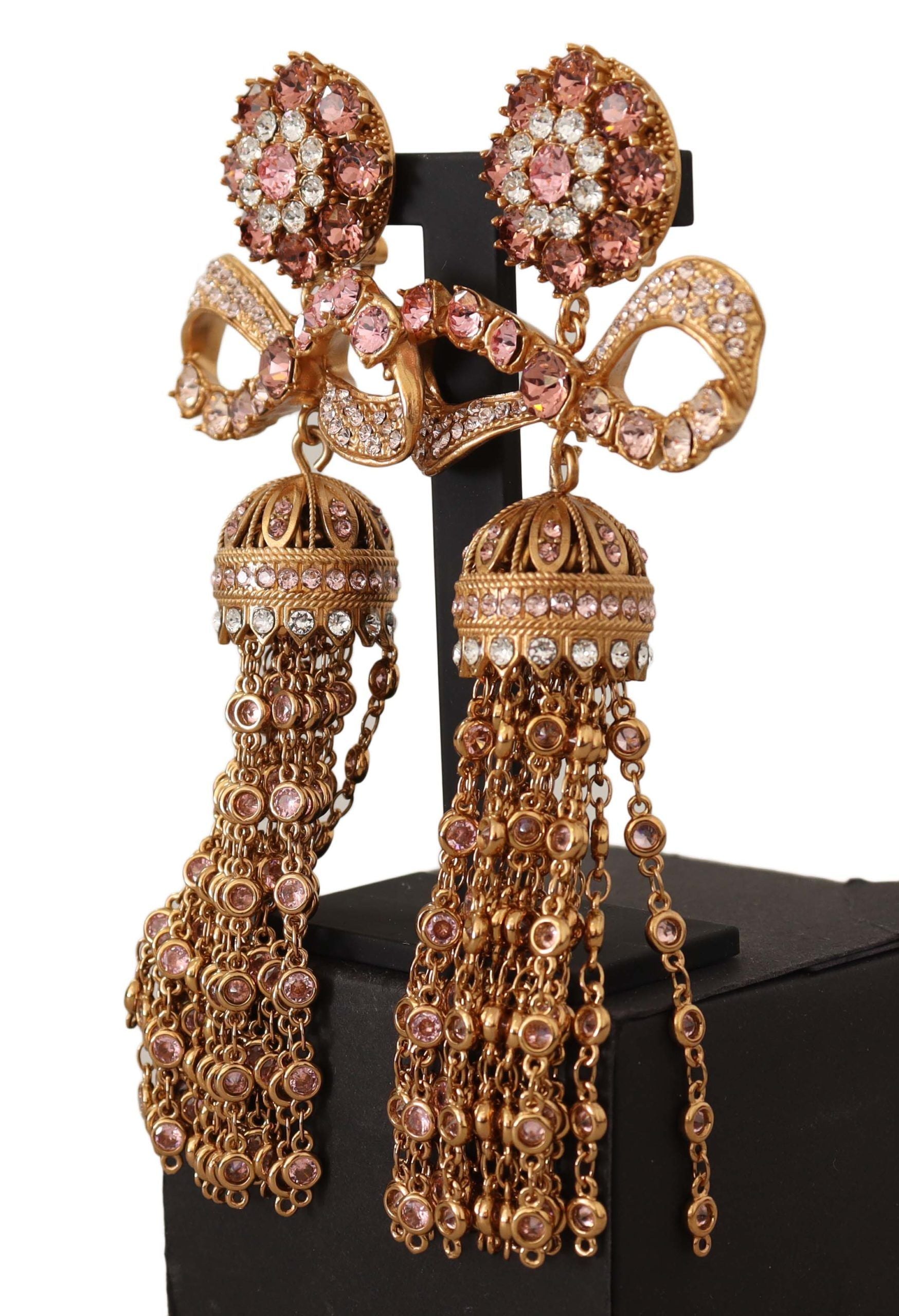 Dolce & Gabbana Gold Elegant Antique Bow Earrings Glam Steals
