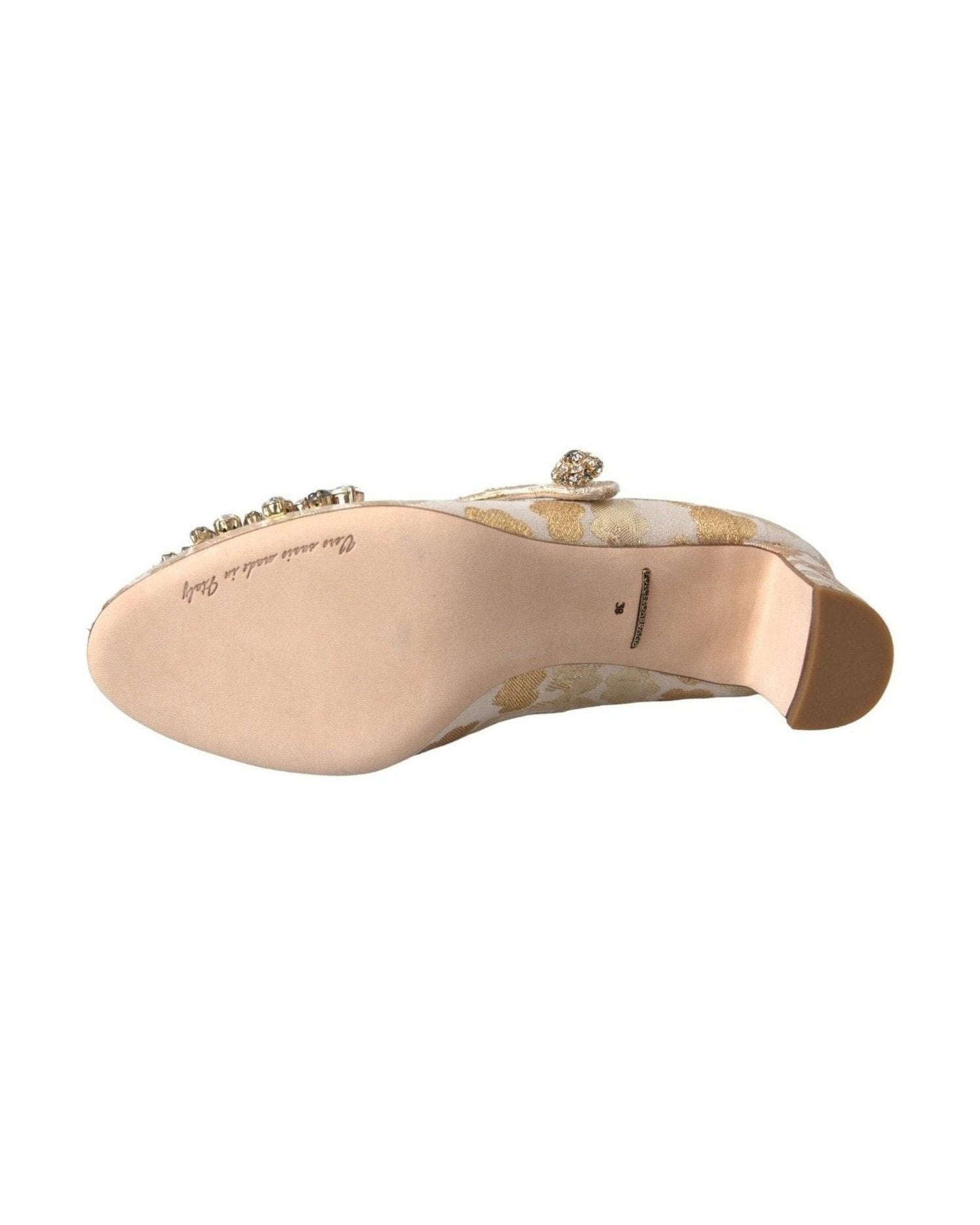 Dolce & Gabbana Gold Jacquard Crystal Mary Janes Pumps Shoes Glam Steals