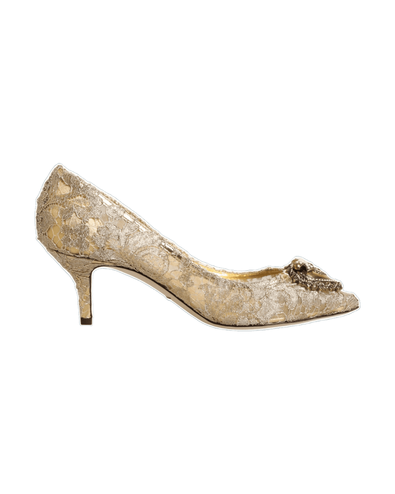 Dolce & Gabbana Gold Lace Taormina Devotion Pumps Shoes Glam Steals