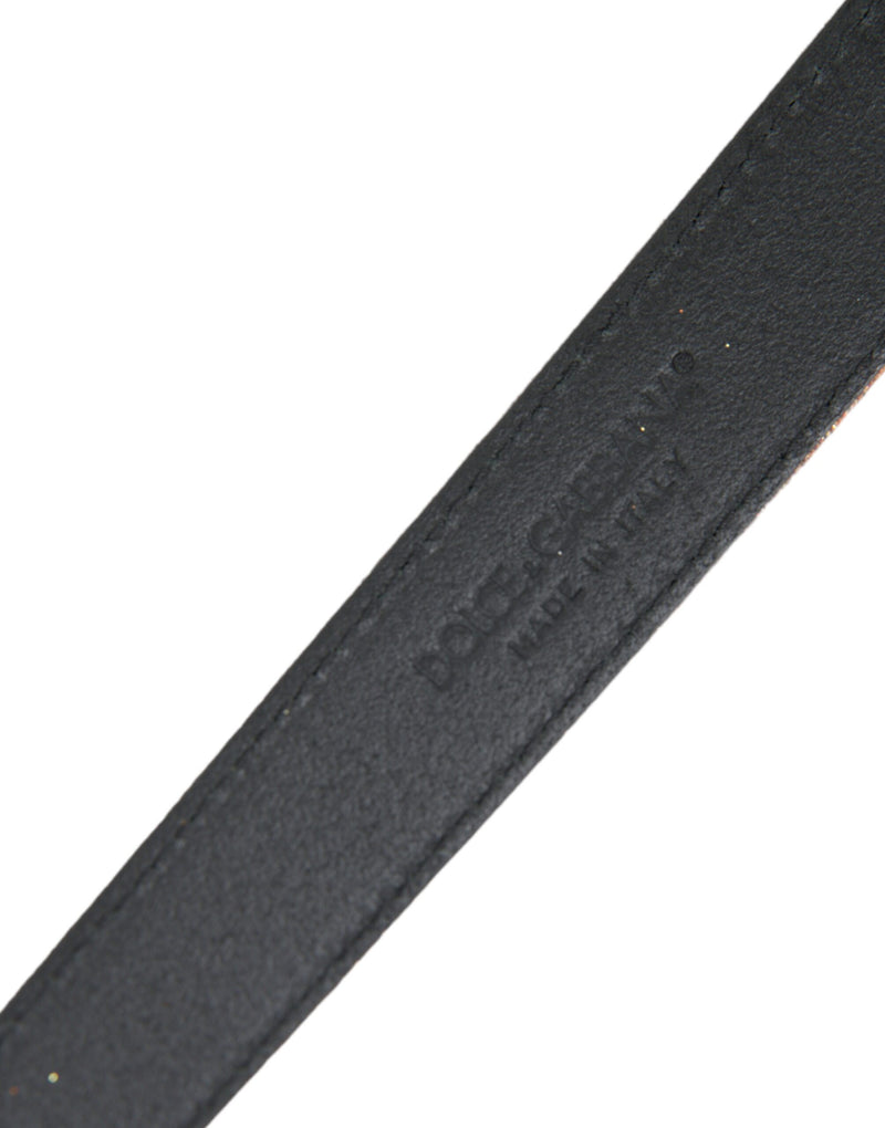 Dolce & Gabbana Gold Leather Glitter Silver Metal Buckle Belt Glam Steals