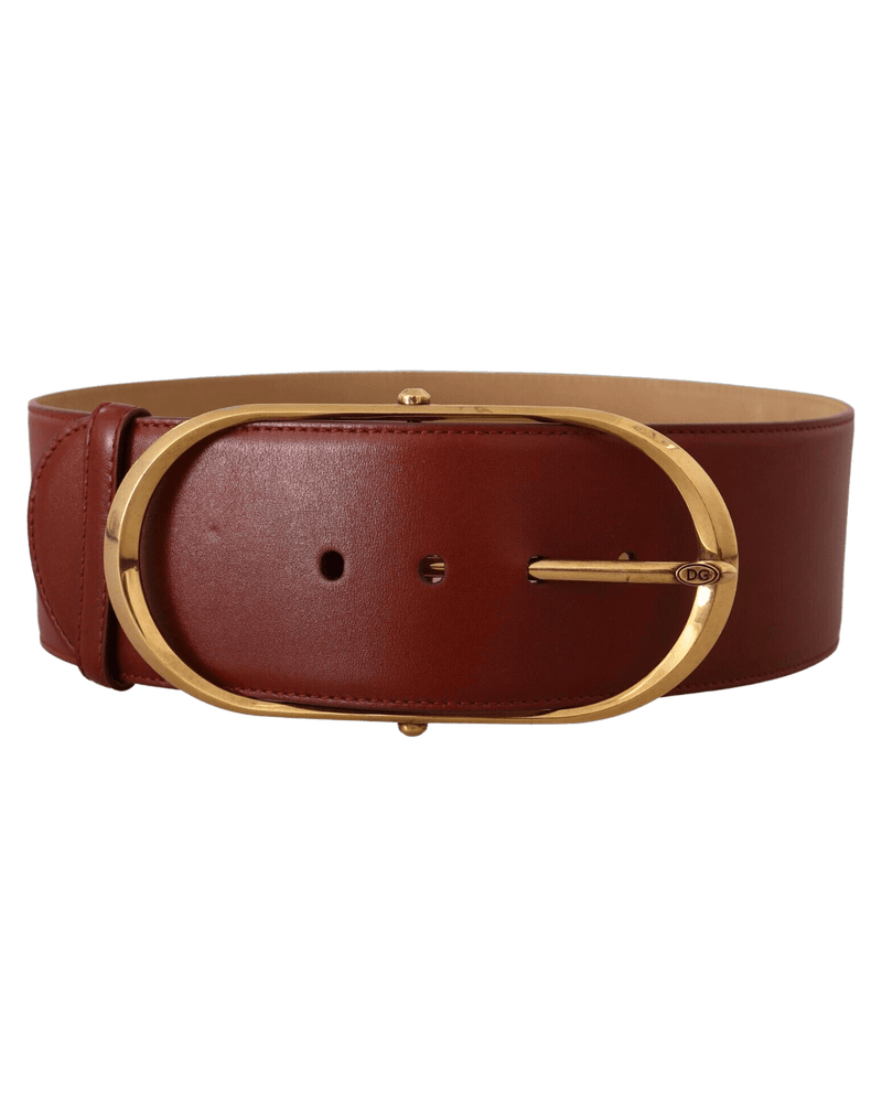 Dolce & Gold Gabbana Leather Maroon Metal Oval Buckle Belt Glam Steals