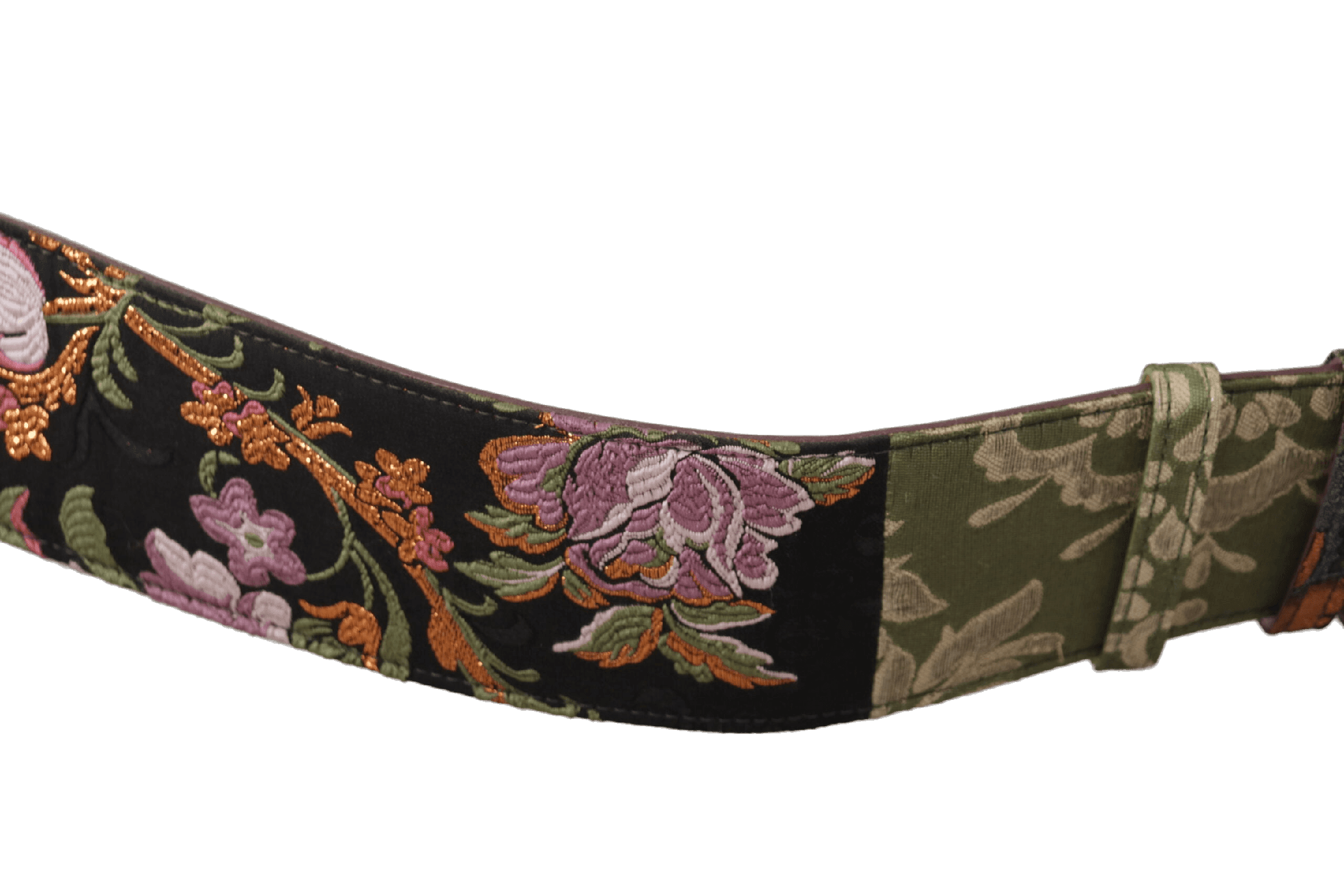 Dolce & Gabbana Gold Leather Embroidered Metal Buckle Belt Belts
