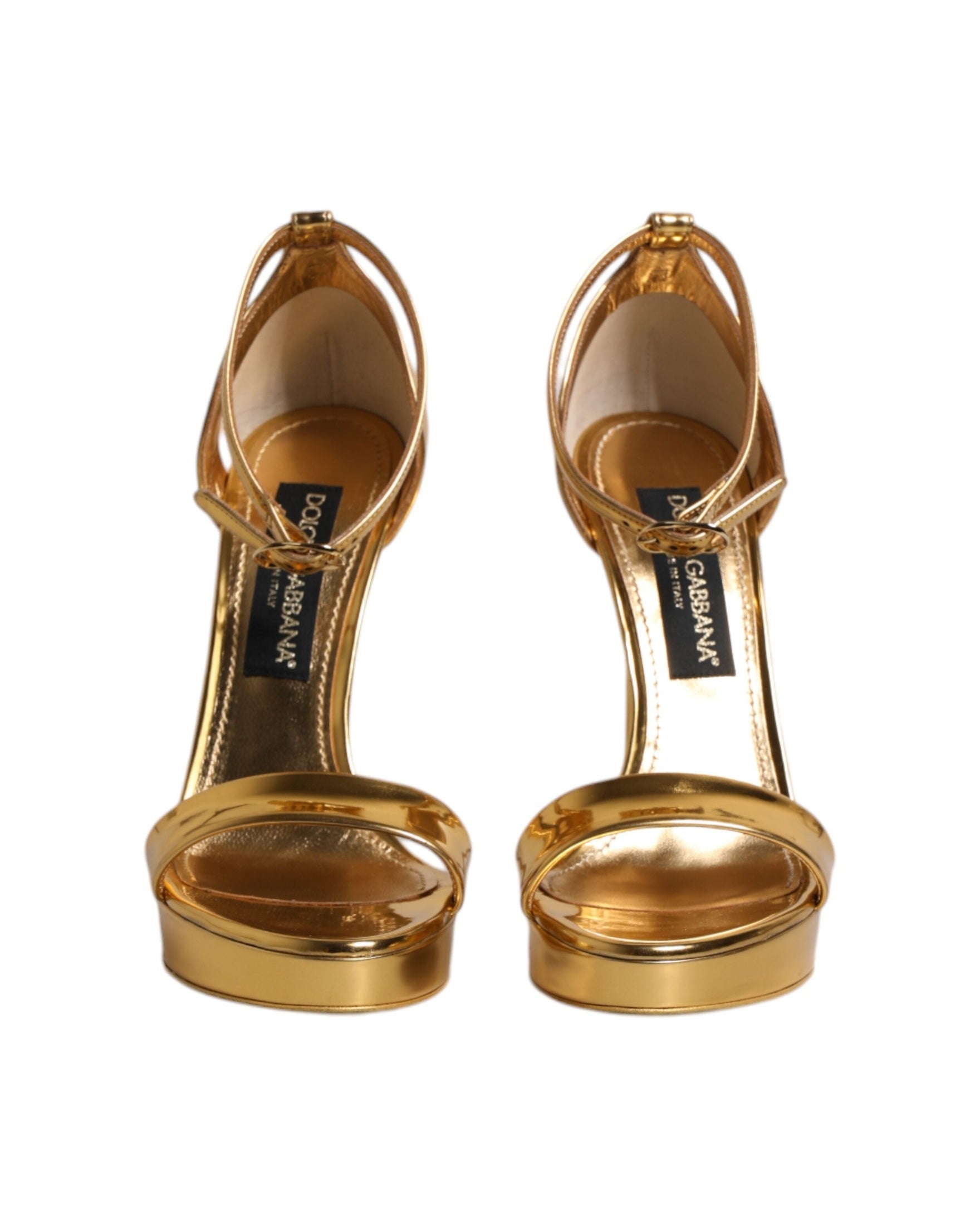 Dolce & Gabbana Gold Leather Platform Keira Sandals Shoes Glam Steals