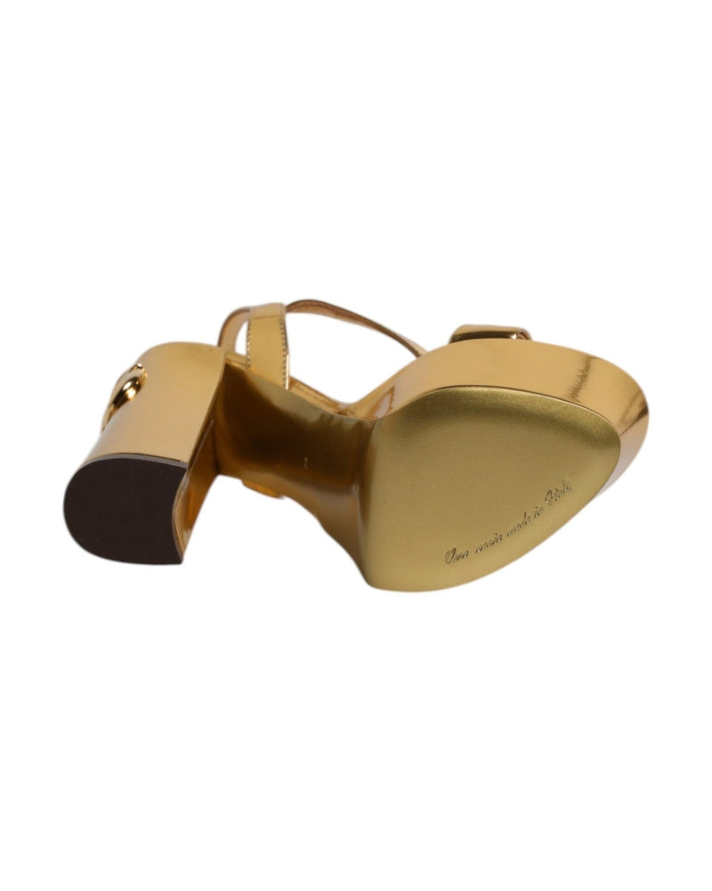 Dolce & Gabbana Gold Leather Platform Keira Sandals Shoes Glam Steals