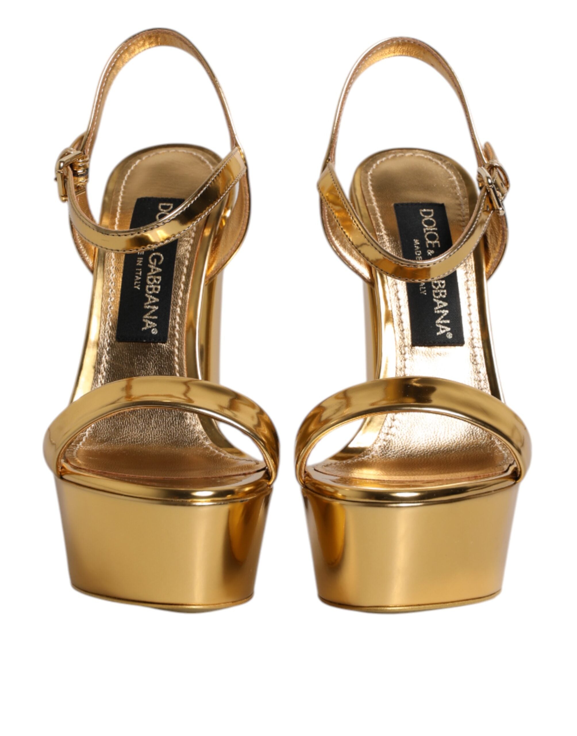 Dolce & Gabbana Gold Leather Platform Keira Sandals Shoes Glam Steals