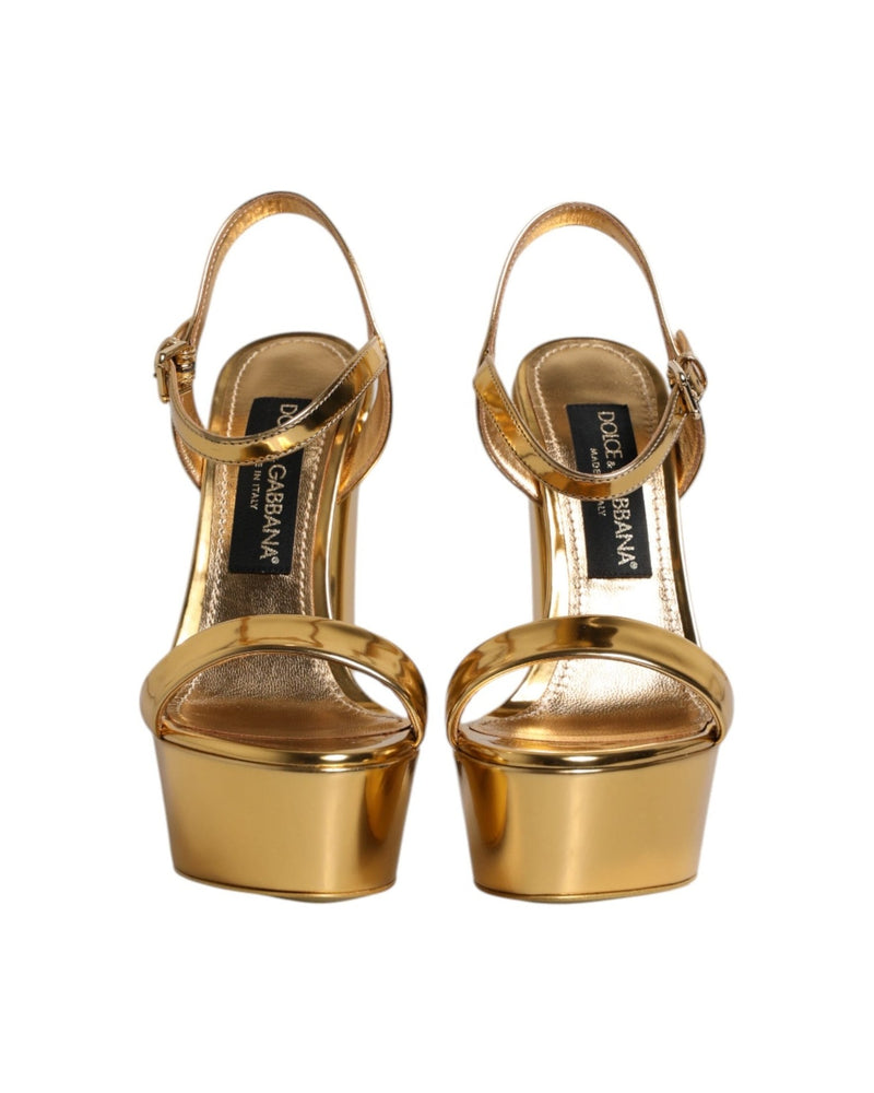 Dolce & Gabbana Gold Leather Platform Keira Sandals Shoes Glam Steals