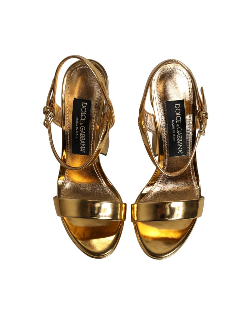 Dolce & Gabbana Gold Leather Platform Keira Sandals Shoes Glam Steals