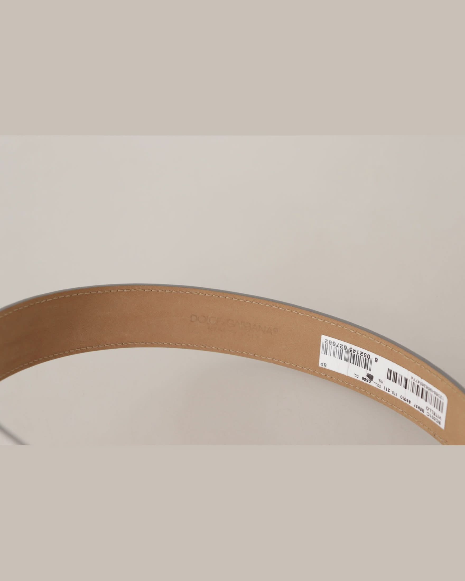 Dolce & Gabbana Gold Leather Silver Tone Logo Metal Buckle Belt Belts