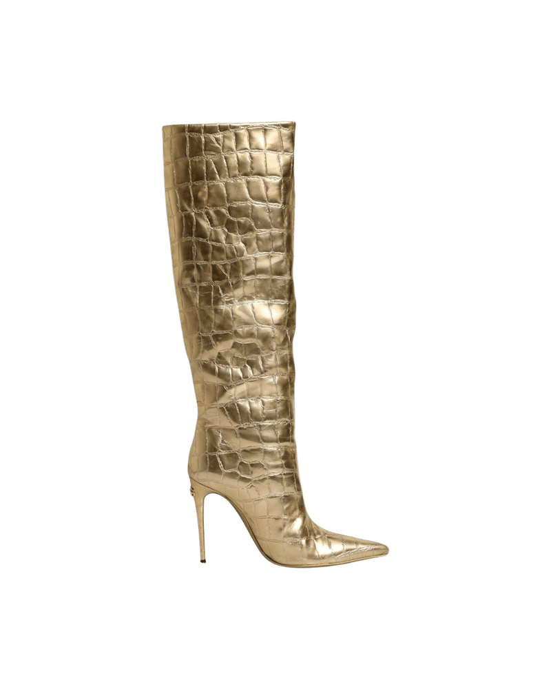 Dolce & Gold Gabbana Leather Stiletto Heels High Boots Shoes Glam Steals