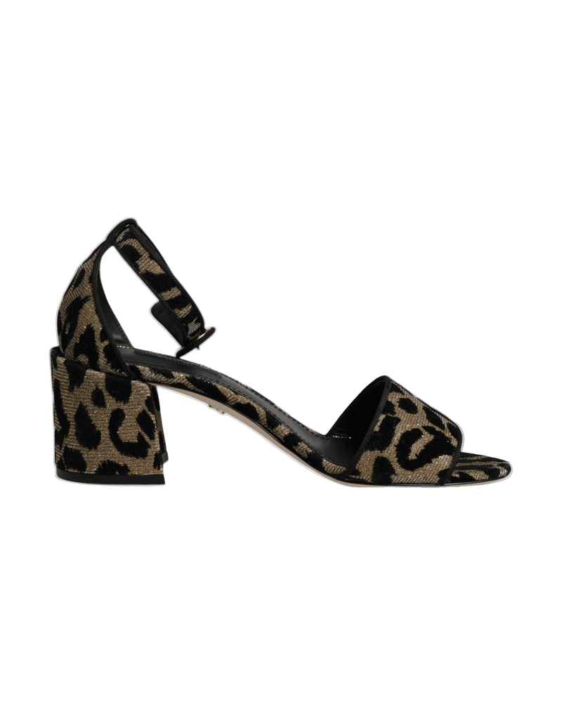 Dolce & Gabbana Gold Leopard Ankle Strap Heels Sandals Shoes Glam Steals
