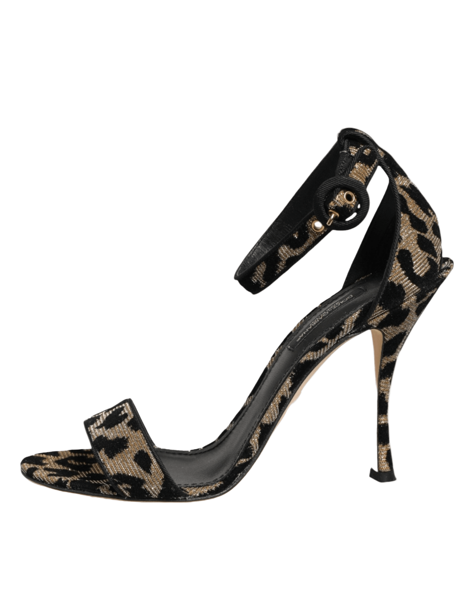 Dolce & Gabbana Gold Leopard Ankle Strap Heels Sandals Shoes Glam Steals