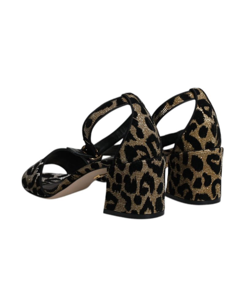 Dolce & Gabbana Gold Leopard Ankle Strap Heels Sandals Shoes Glam Steals