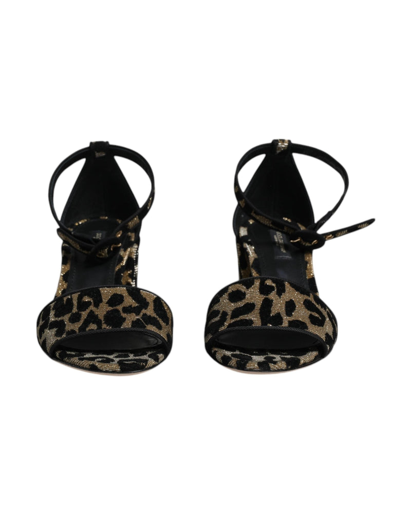 Dolce & Gabbana Gold Leopard Ankle Strap Heels Sandals Shoes Glam Steals