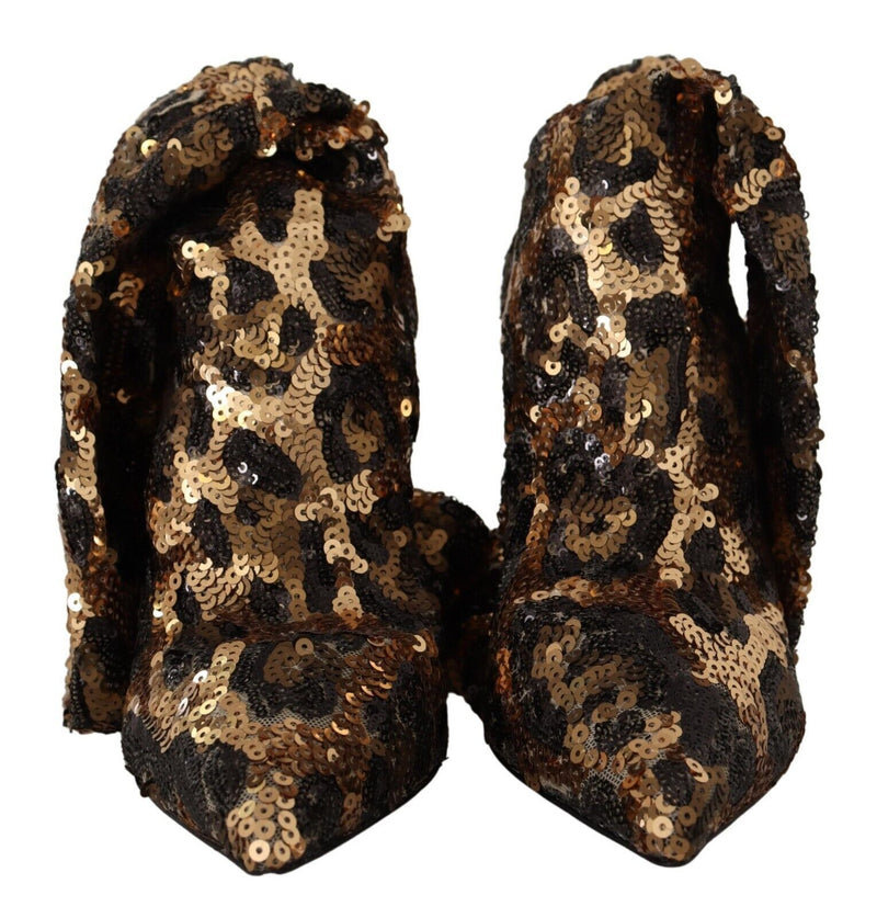 Dolce & Gabbana Gold Leopard Sequins Boots Glam Steals