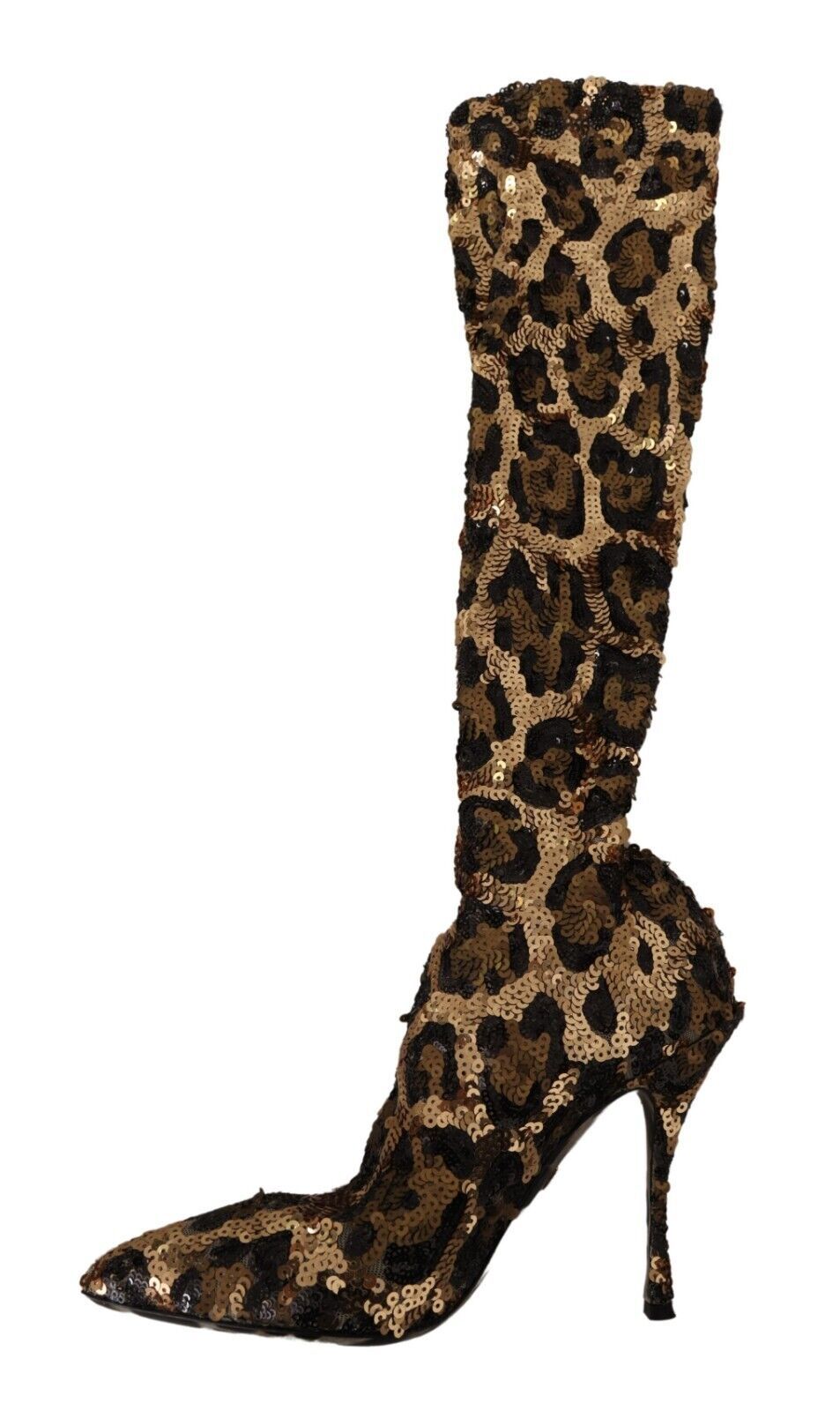 Dolce & Gabbana Gold Leopard Sequins Boots Glam Steals