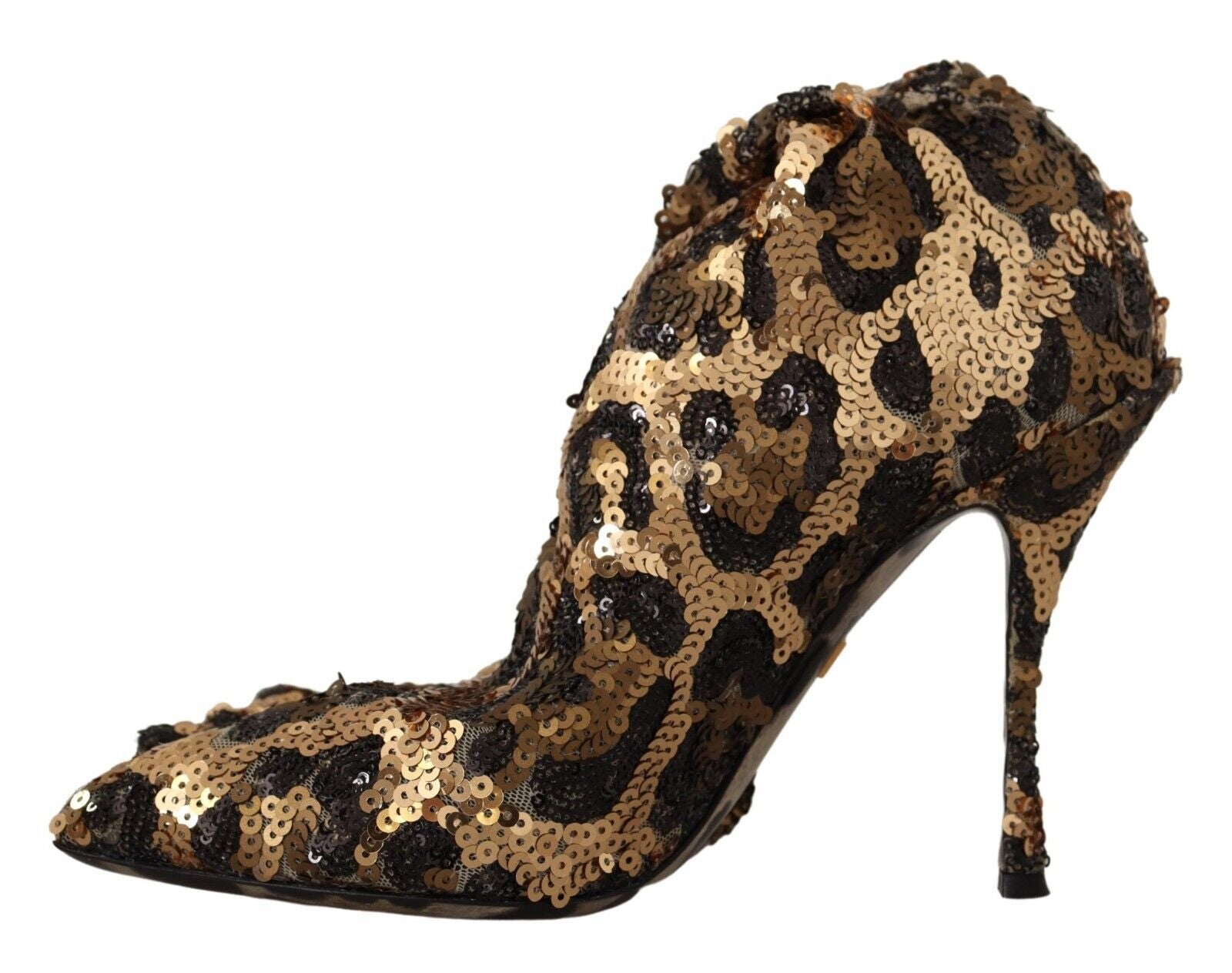 Dolce & Gabbana Gold Leopard Sequins Boots Glam Steals