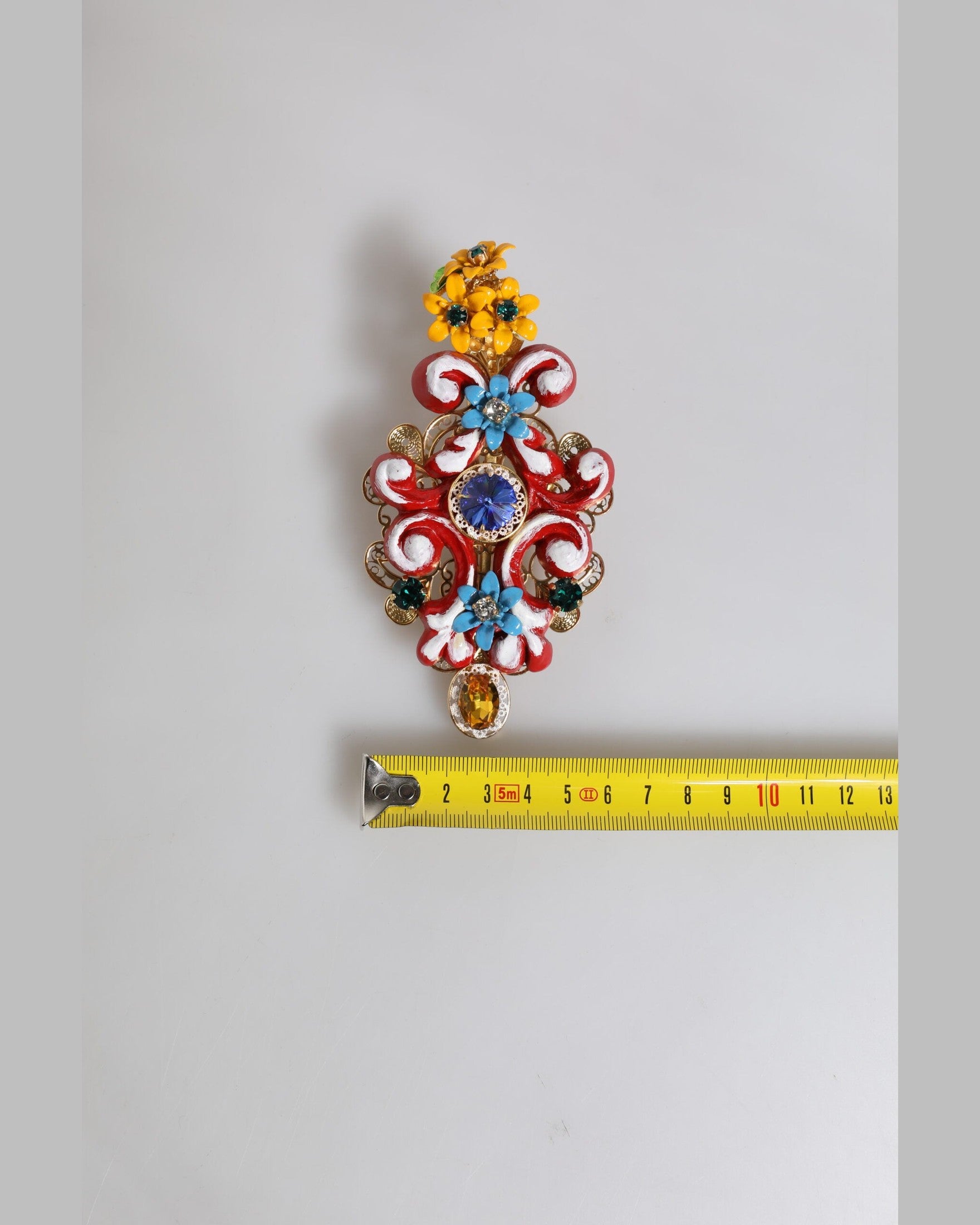 Dolce & Gabbana Gold Multicolor Spring Carretto Brass Crystal Hair Clip Glam Steals