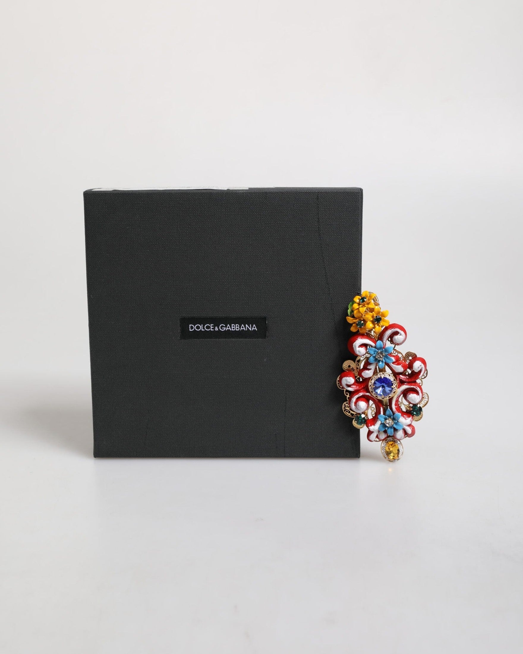 Dolce & Gabbana Gold Multicolor Spring Carretto Brass Crystal Hair Clip Glam Steals