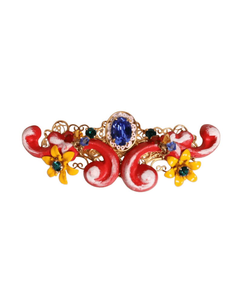 Dolce & Gold Gabbana Spring Carretto Brass Crystal Hair Clip Glam Steals