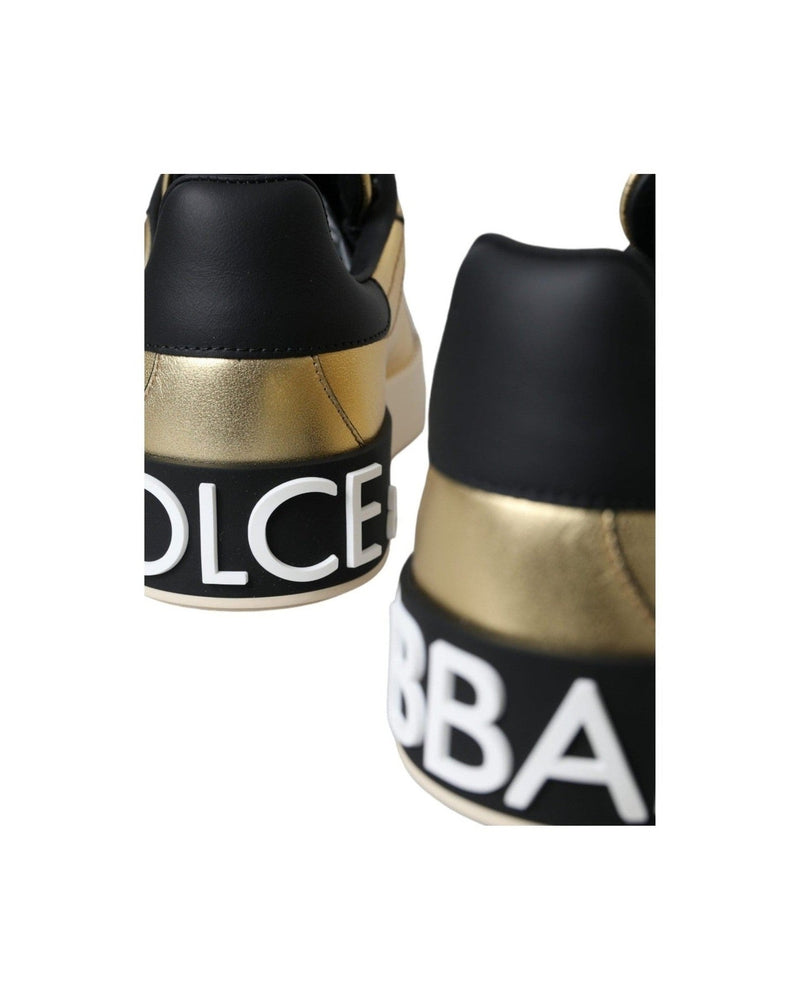Dolce & Gabbana Gold Portofino Calf Leather Sneakers Women Shoes Glam Steals