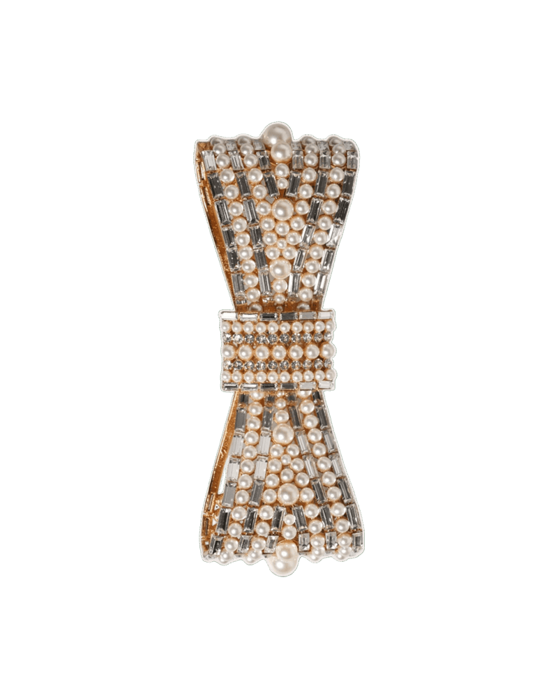 Dolce & Gold Gabbana Tone Brass Bow Crystal Fauxpearl Embellished Brooch Glam Steals