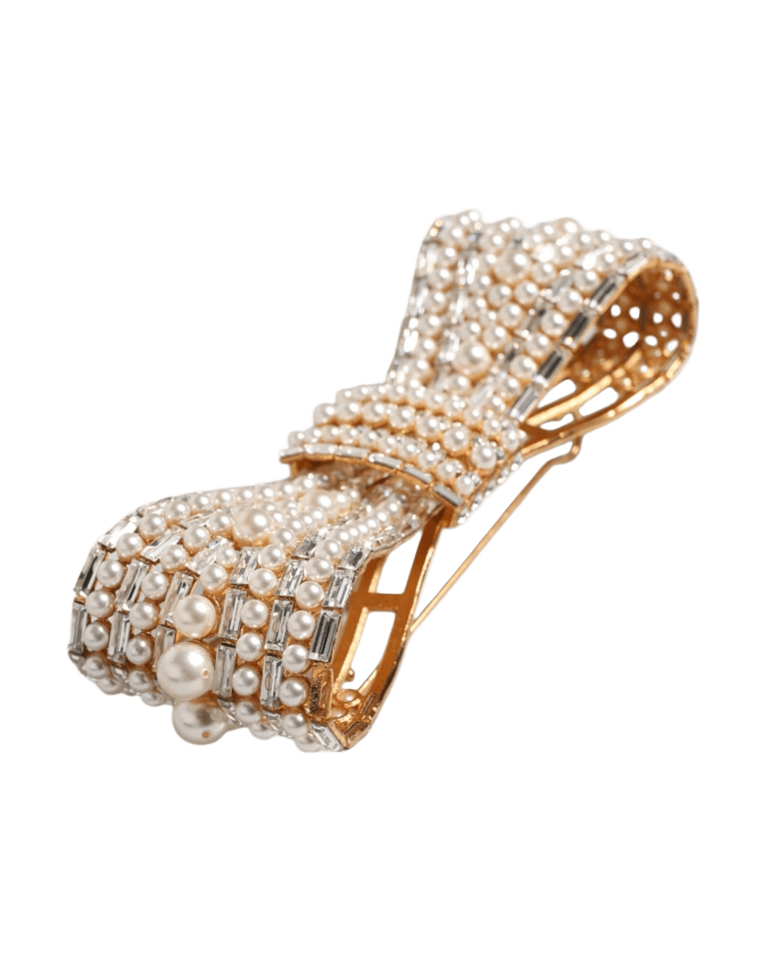 Dolce & Gold Gabbana Tone Brass Bow Crystal Fauxpearl Embellished Brooch Glam Steals