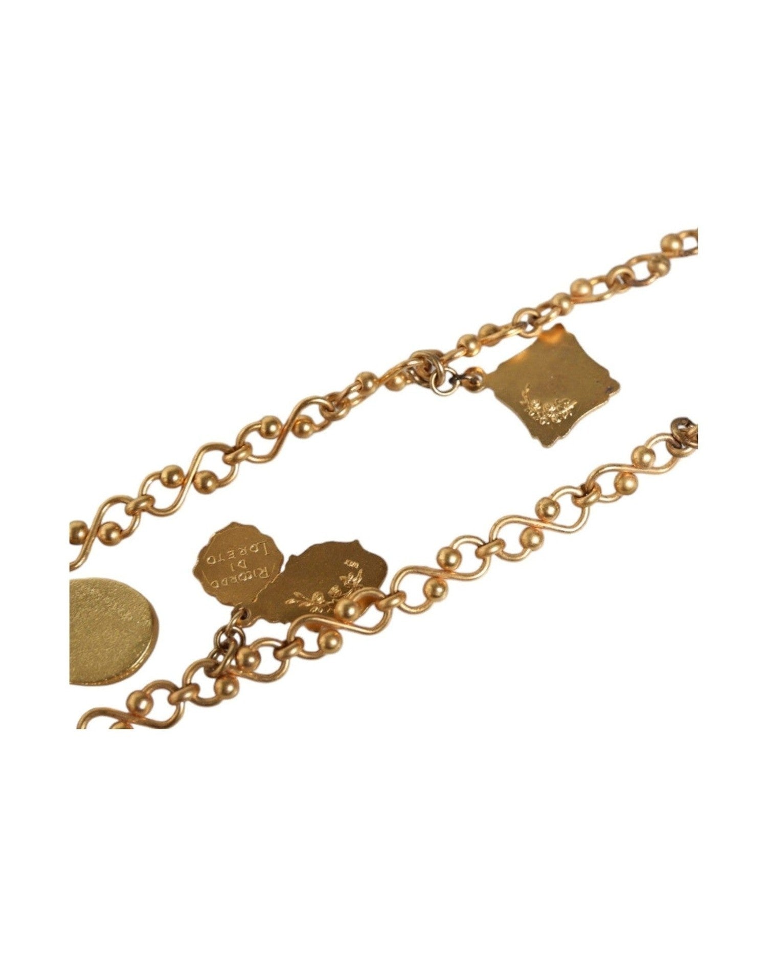 Dolce & Gabbana Tone Brass Chain Religious Cross Pendant Gold Necklace Glam Steals