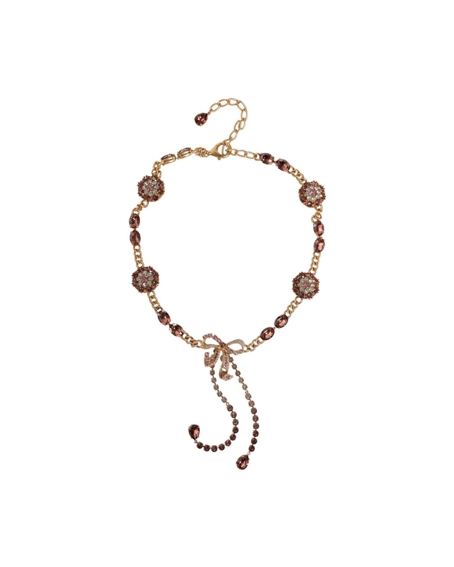 Dolce & Gabbana Tone Brass Crystal Embellished Waist Chain Gold Belt Glam Steals