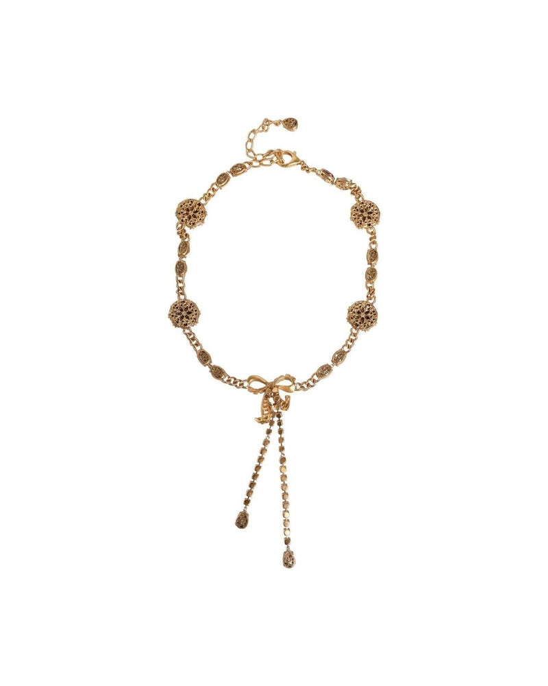 Dolce & Gabbana Tone Brass Crystal Embellished Waist Chain Gold Belt Glam Steals