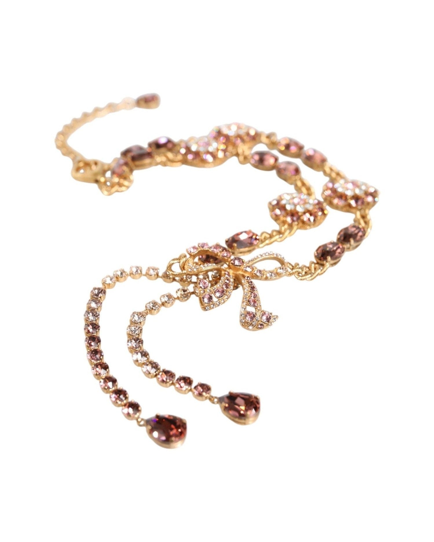 Dolce & Gabbana Tone Brass Crystal Embellished Gold Belt Glam Steals