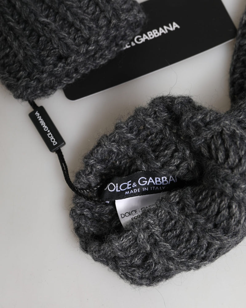 Dolce & Gabbana Gray Acrylic Knitted Fingerless Arm Warmer Gloves 