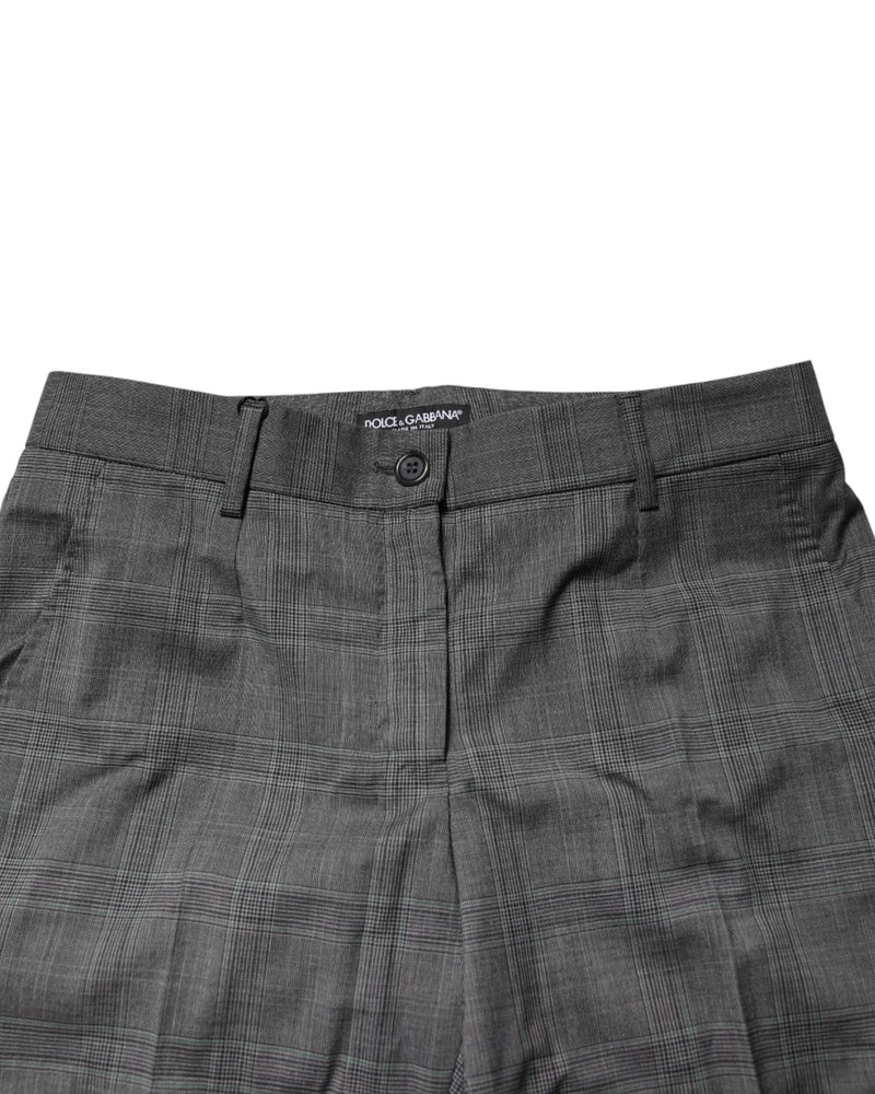 Dolce & Gabbana Gray Dark Check Tartan Virginwool Dress Pant Glam Steals