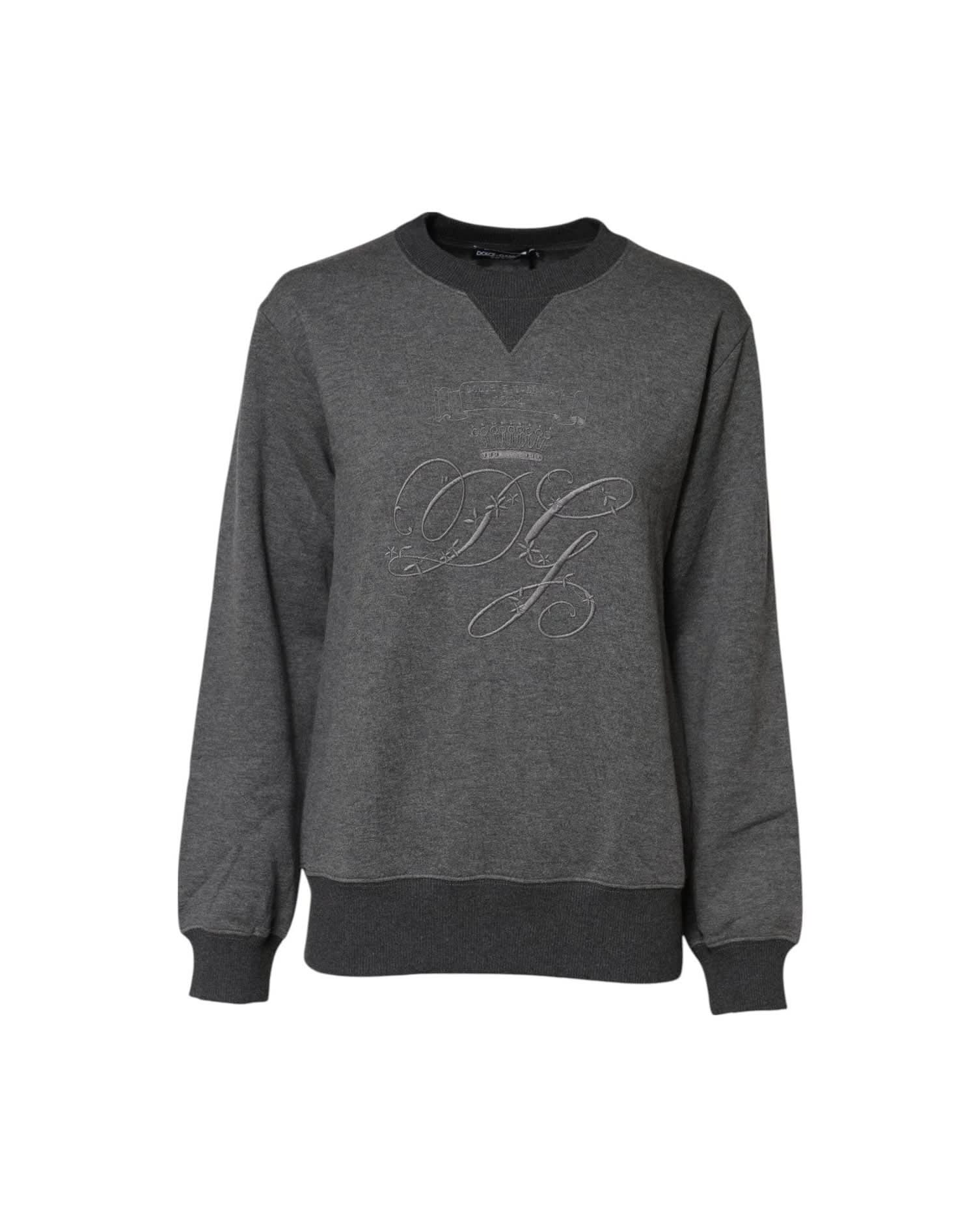 Dolce & Gabbana Gray Dg Logo Embroidered Pullover Sweater Sweaters