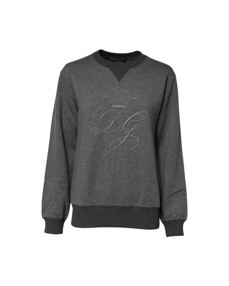 Dolce & Gabbana Gray Dg Logo Embroidered Pullover Sweater Sweaters