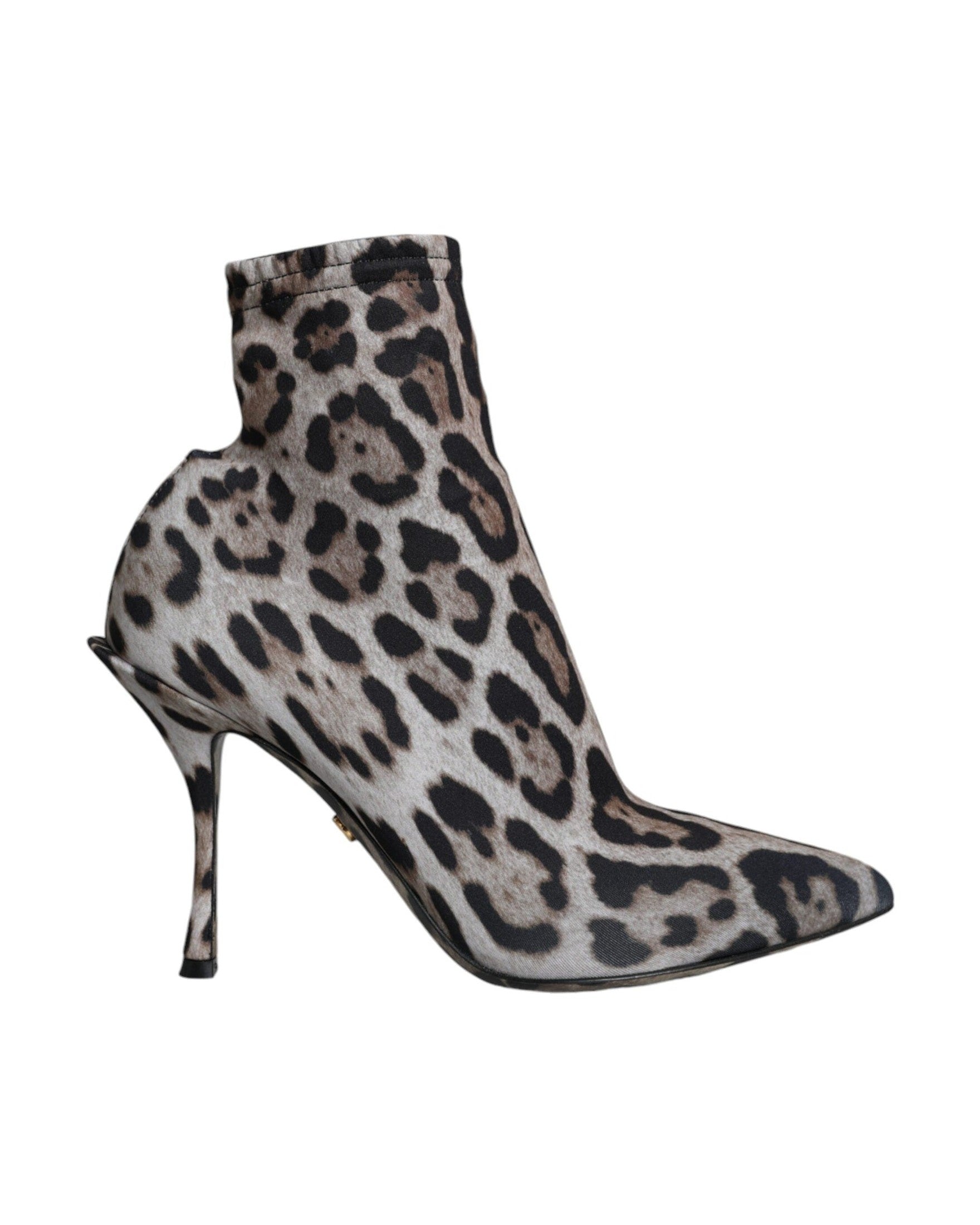Dolce & Gabbana Gray Leopard Stretch Heels Ankle Boots Shoes Glam Steals