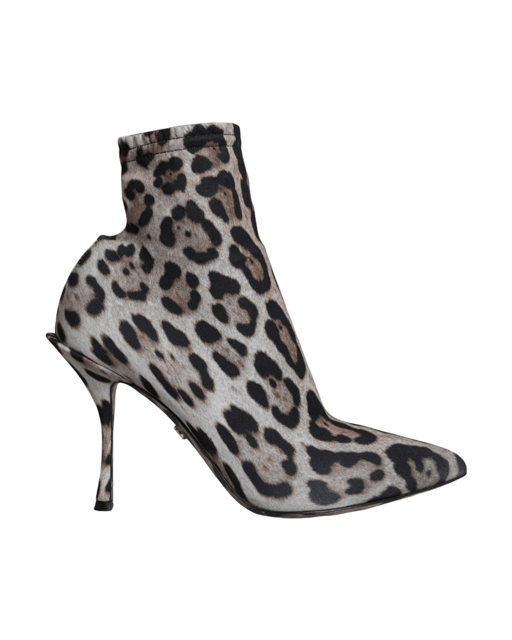 Dolce & Gabbana Gray Leopard Stretch Heels Ankle Boots Shoes Glam Steals