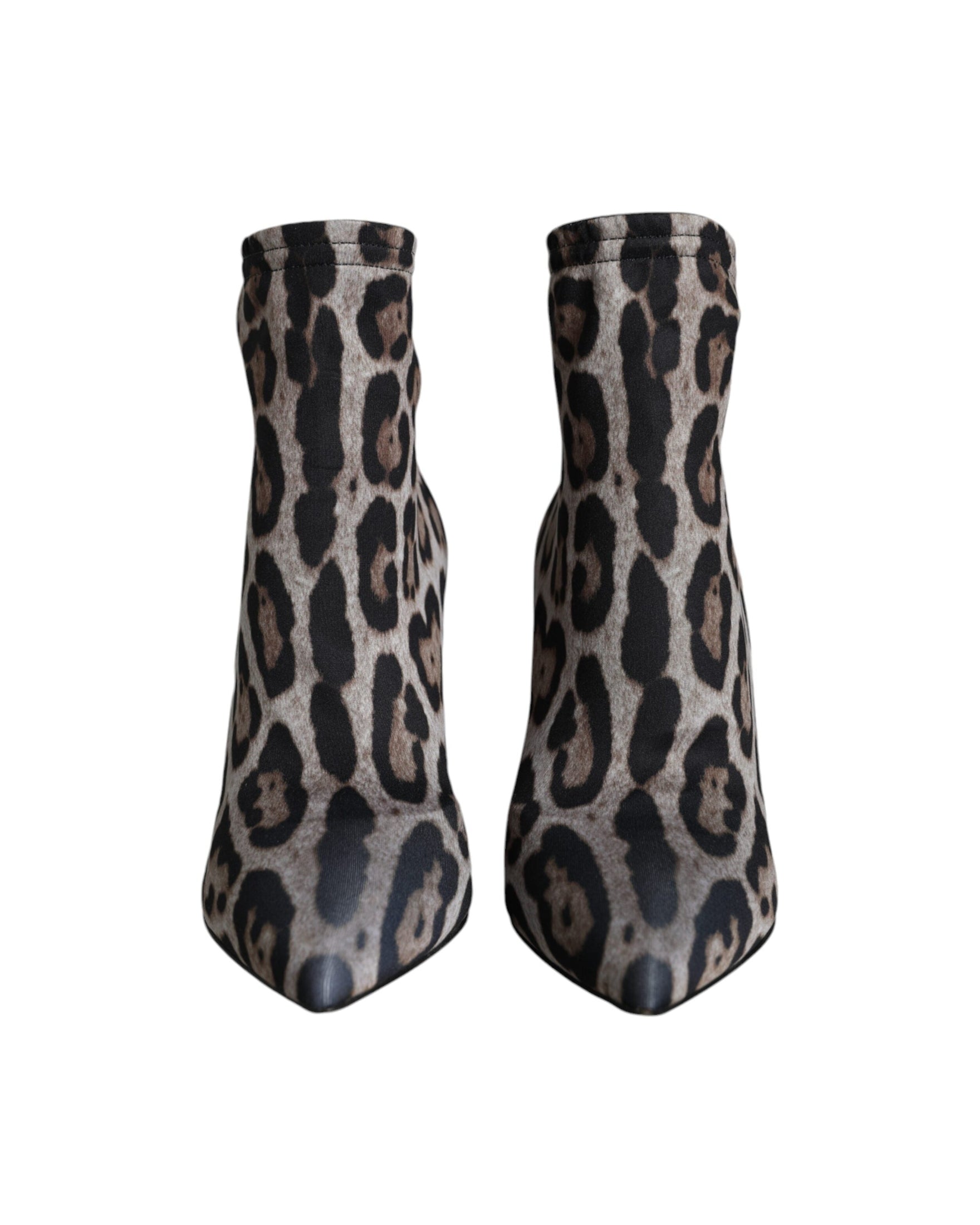 Dolce & Gabbana Gray Leopard Stretch Heels Ankle Boots Shoes Glam Steals