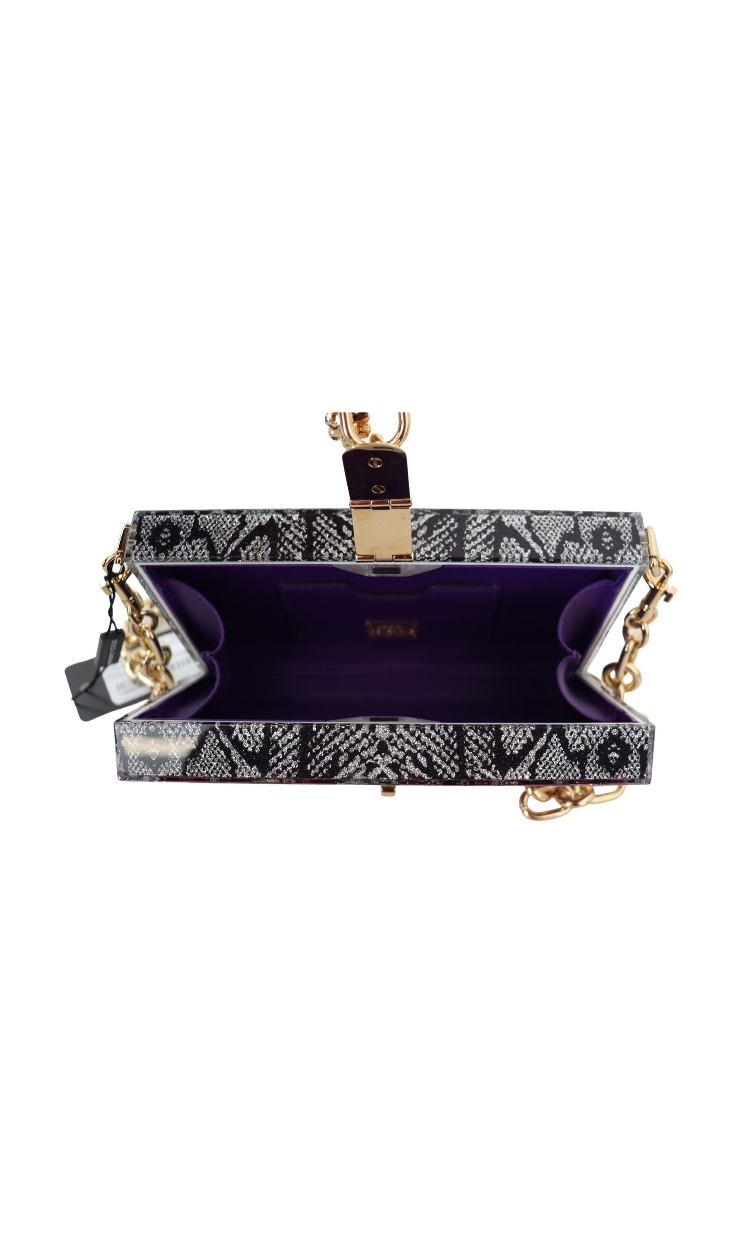 Dolce & Gabbana Gray Resin Box Clutch With Gold Details Glam Steals