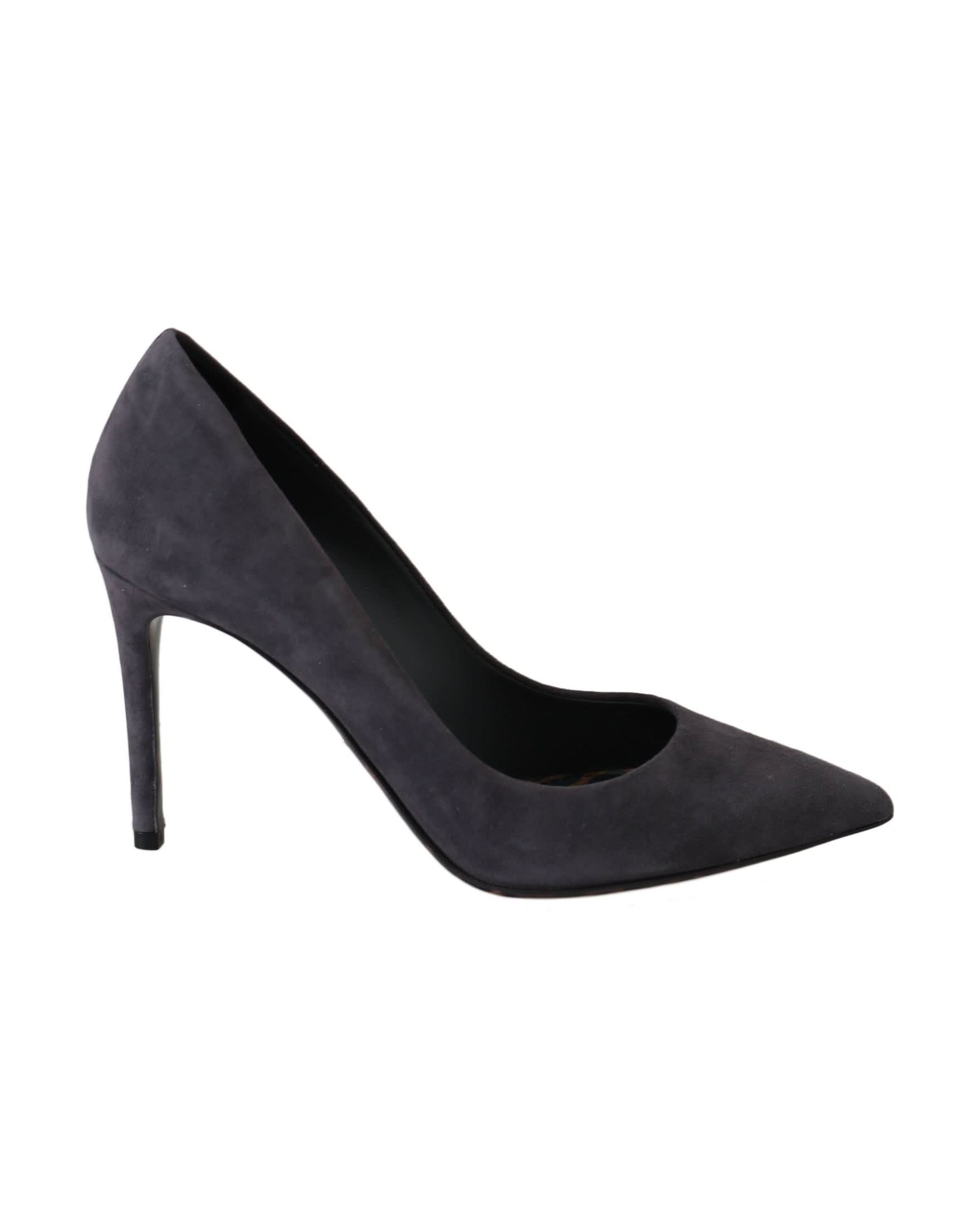 Dolce & Gabbana Gray Suede Leather Stiletto Shoes Heels Heels
