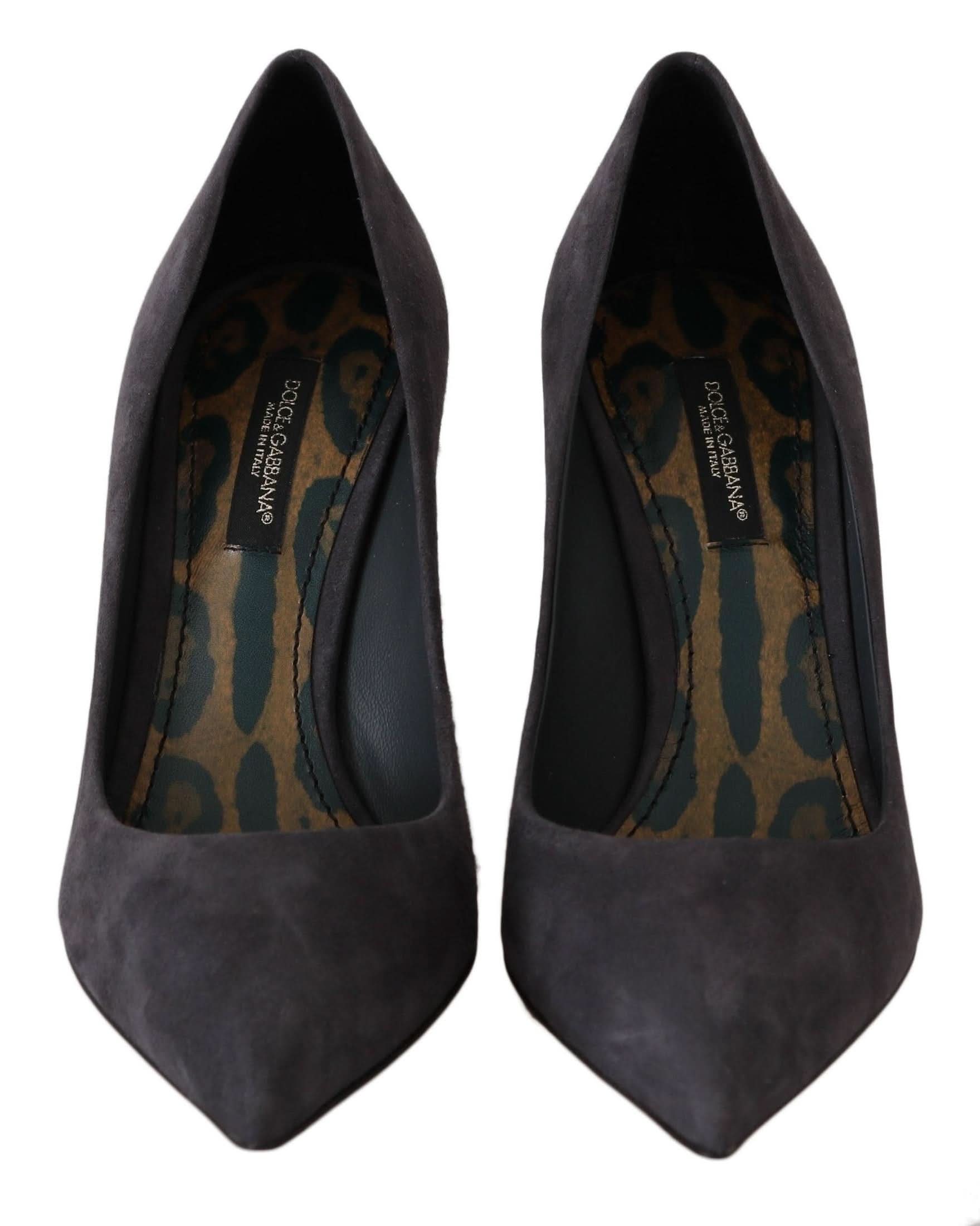 Dolce & Gabbana Gray Suede Leather Stiletto Shoes Heels Heels