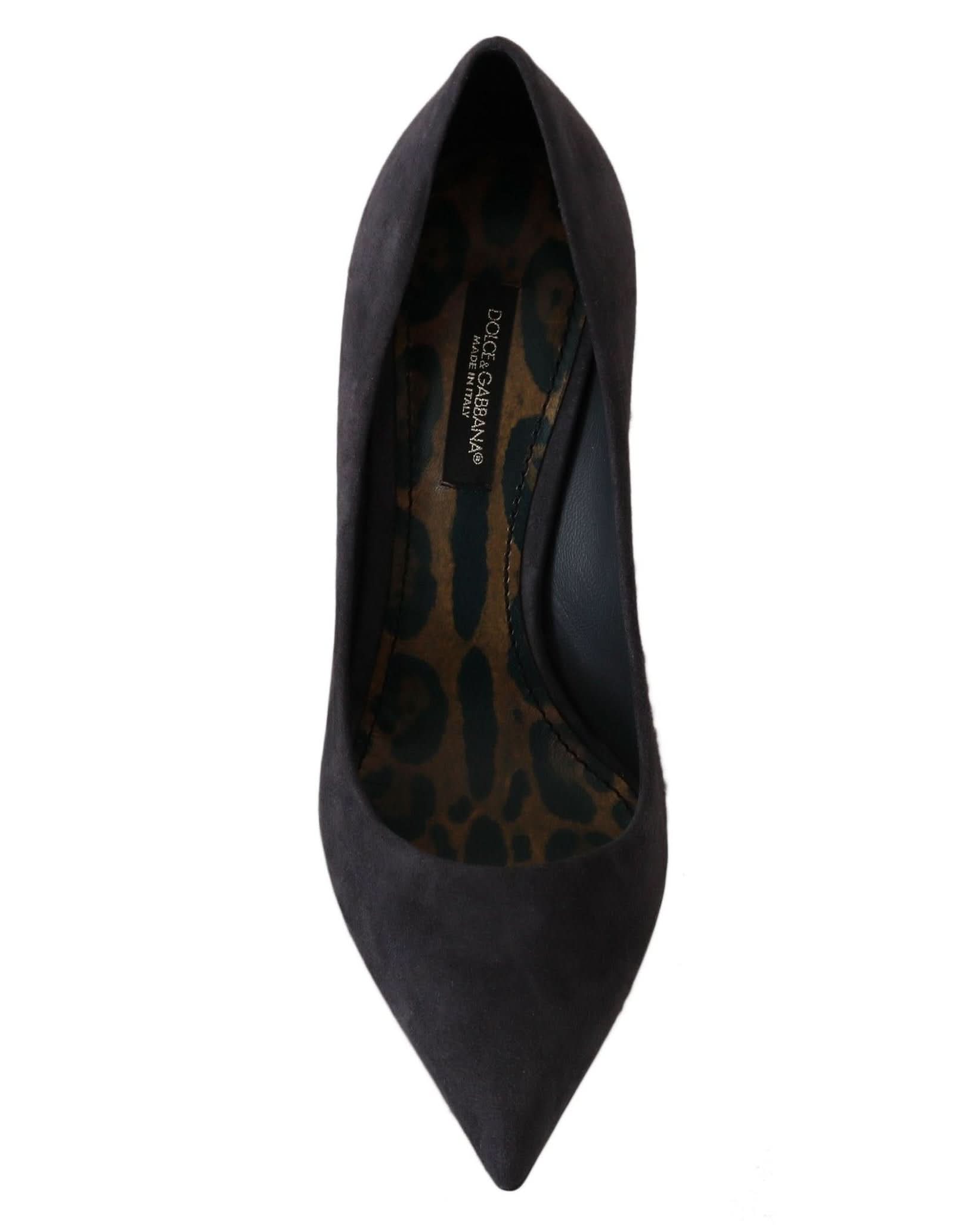 Dolce & Gabbana Gray Suede Leather Stiletto Shoes Heels Heels